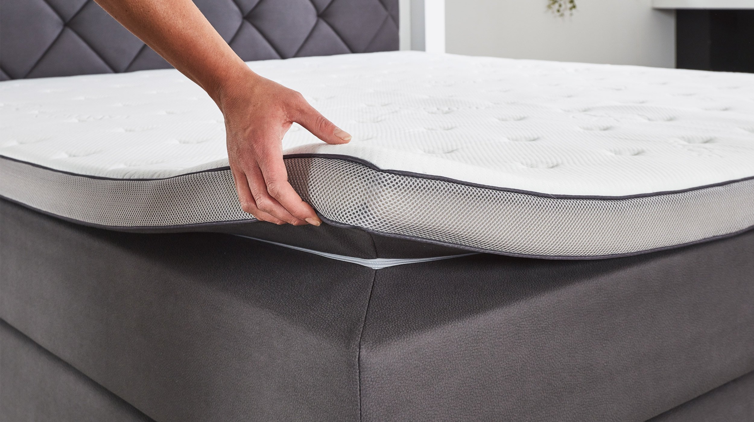 Boxspringbett 180 x 200 cm Stoffbezug anthrazit - AMARILLO