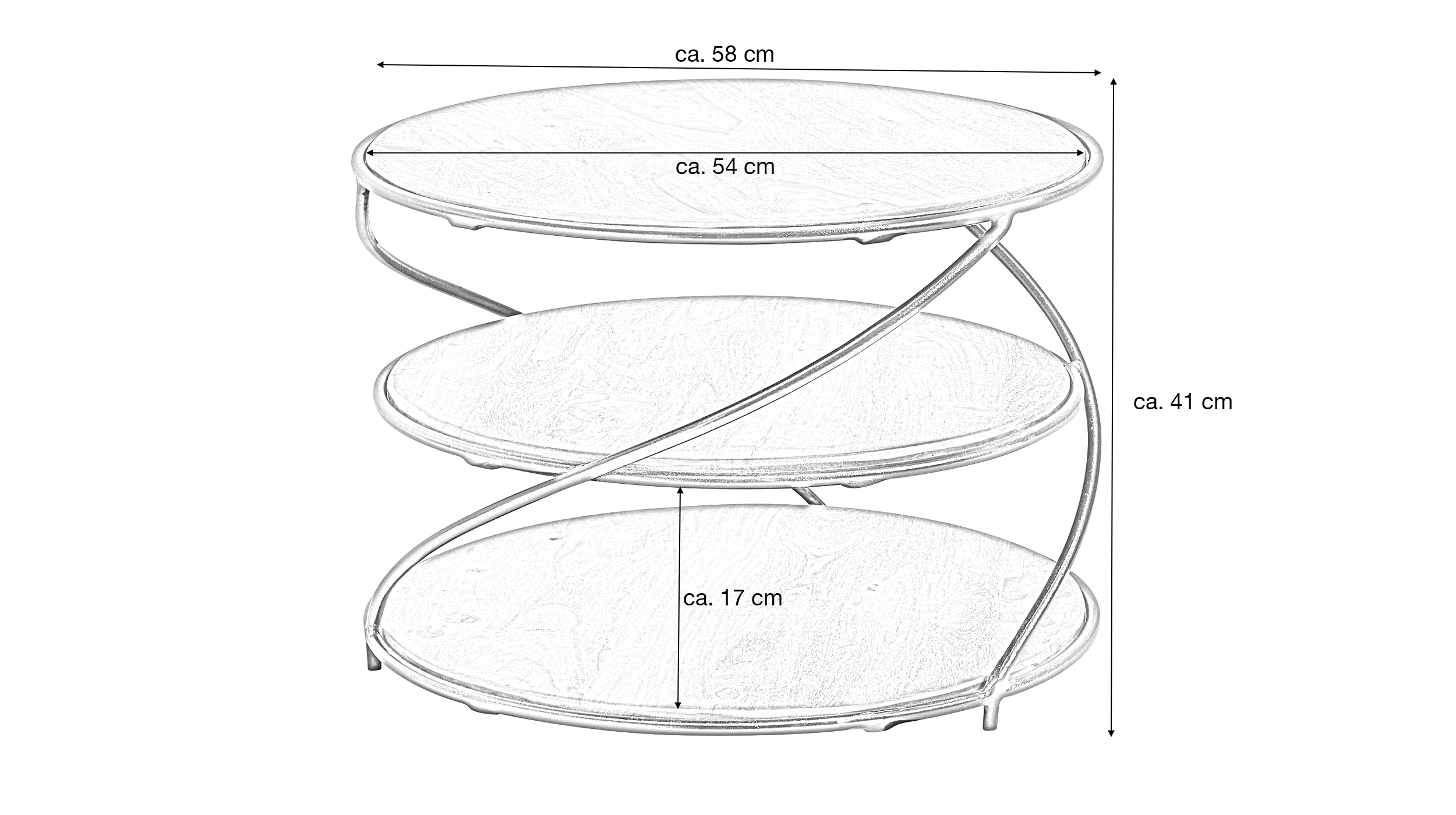 Couchtisch rund Sheesham massiv gebeizt 58 x 41 cm - RUNDA