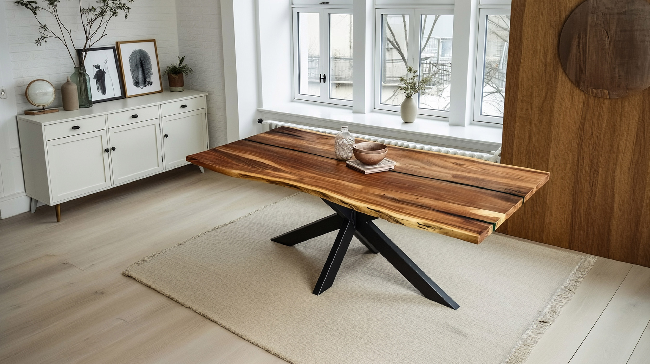 Esstisch Baumkantentisch 160 cm Akazie massiv Epoxidharz - TORVALD