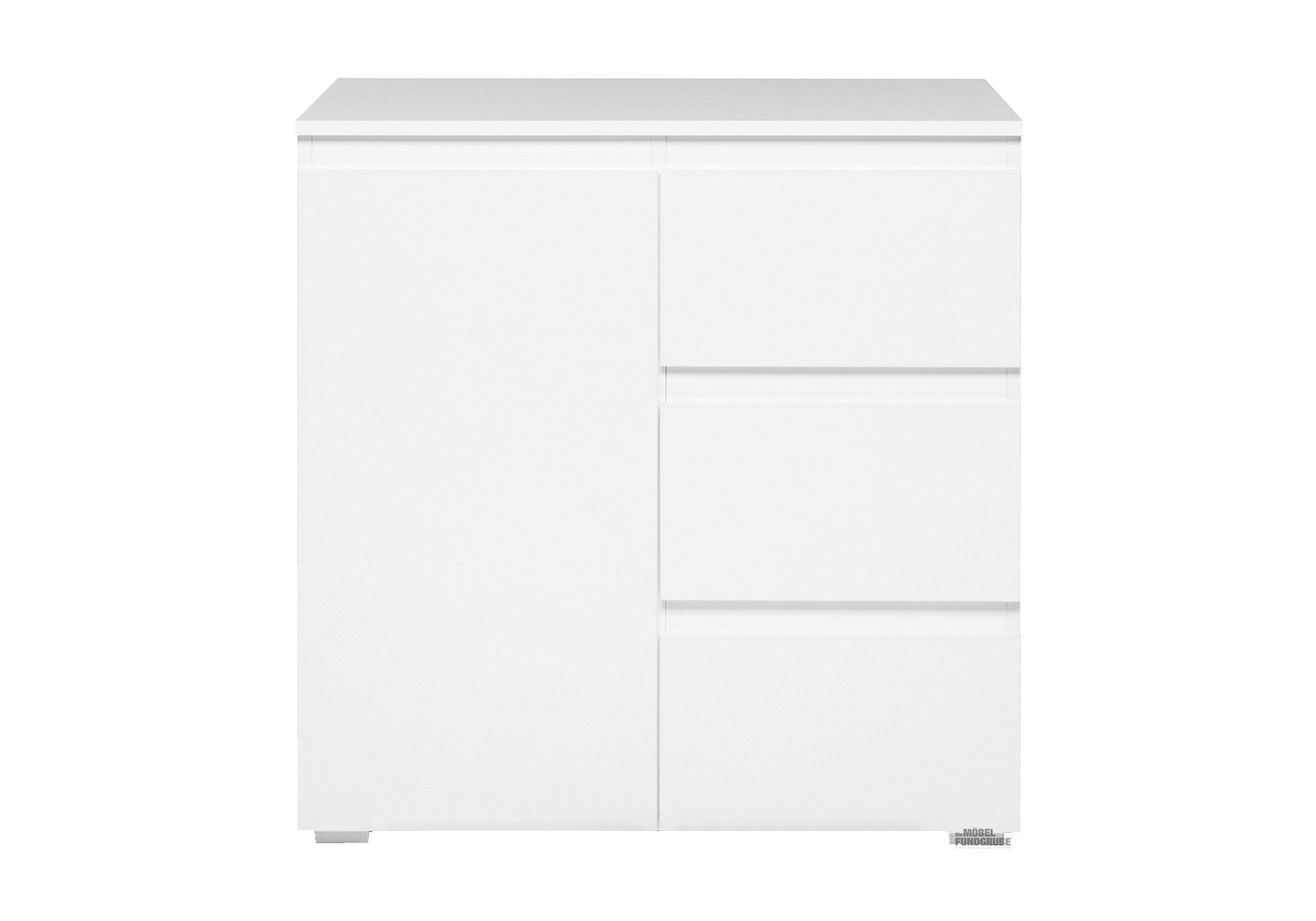 Kommode mit 1 Tür und 3 Schubladen weiß matt 80 cm - IMAGE