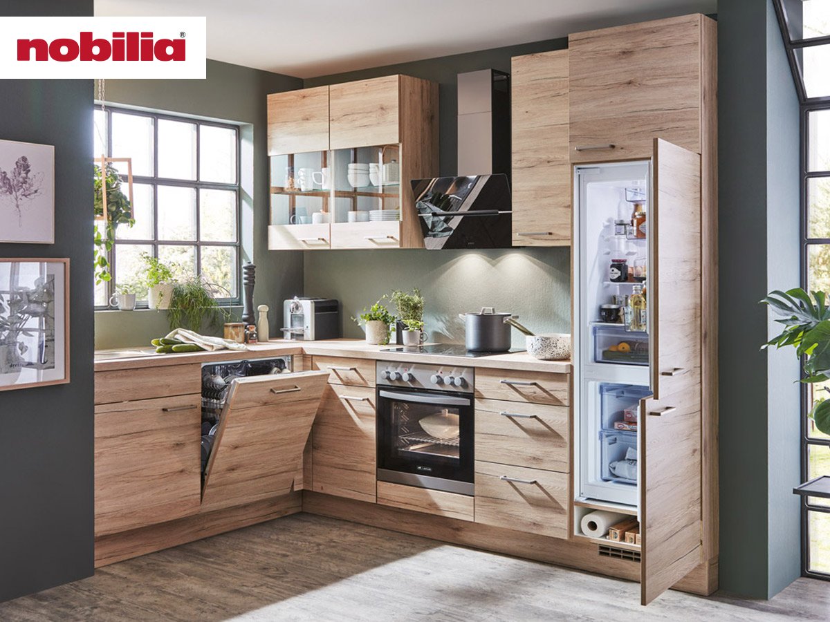 Eckküche 185 x 280 cm - mit Geräten - Küchenfronten matt - RIVA Eckküche 185 x 280 cm - mit Geräten - Küchenfronten matt - RIVA