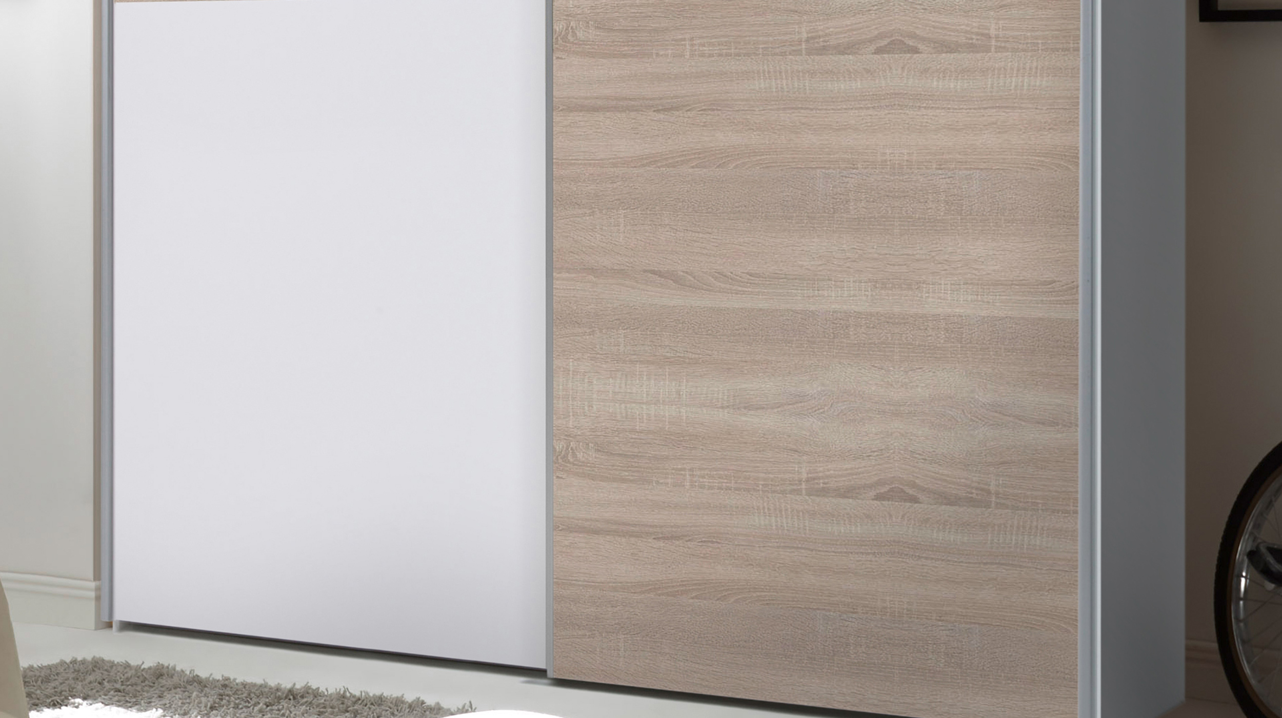 Schwebetürenschrank Sonoma Eiche - weiß 170 cm - TIME