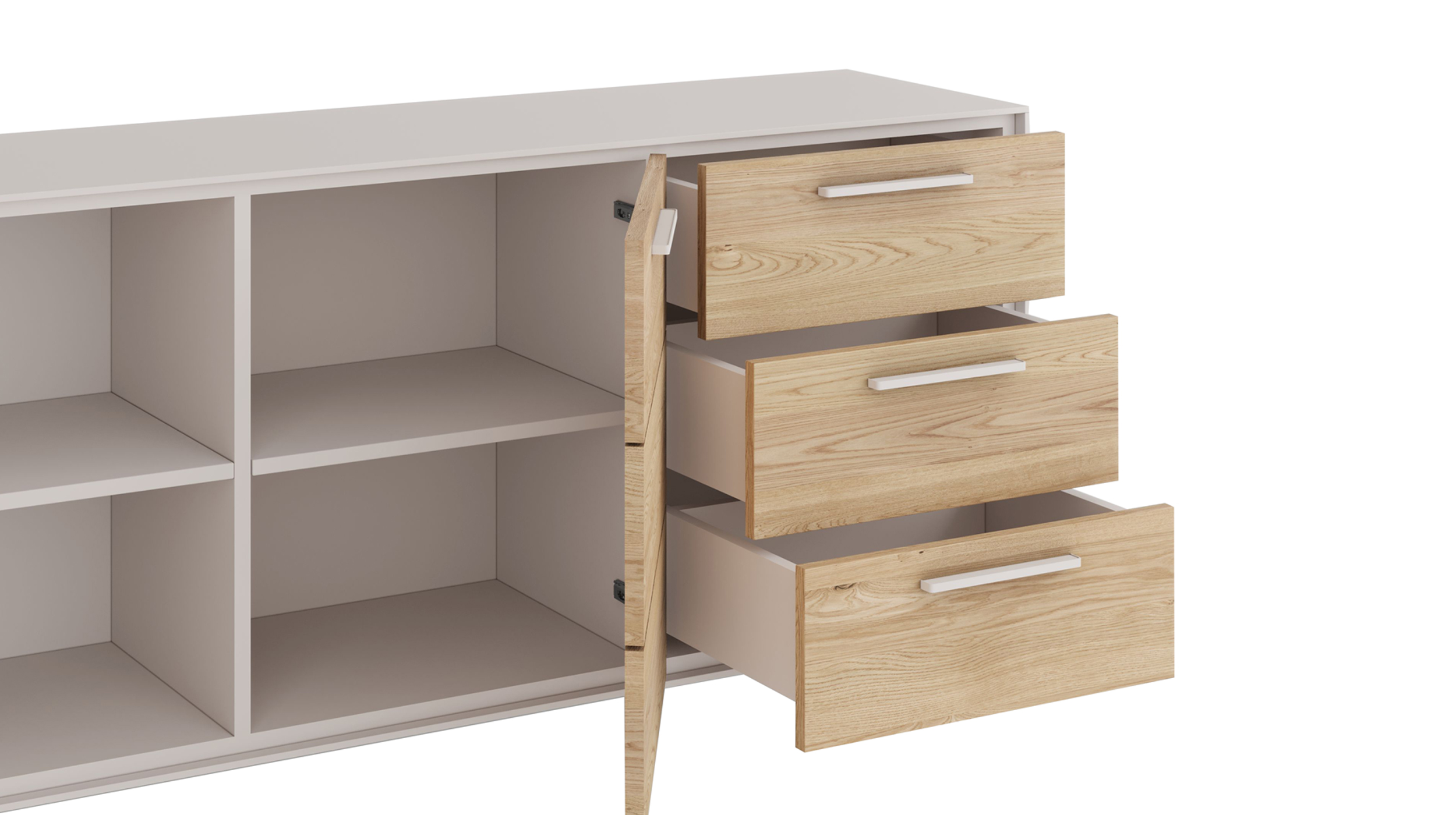 Sideboard mit 3 Schubladen Eiche teilmassiv geölt 163 cm - KAI 