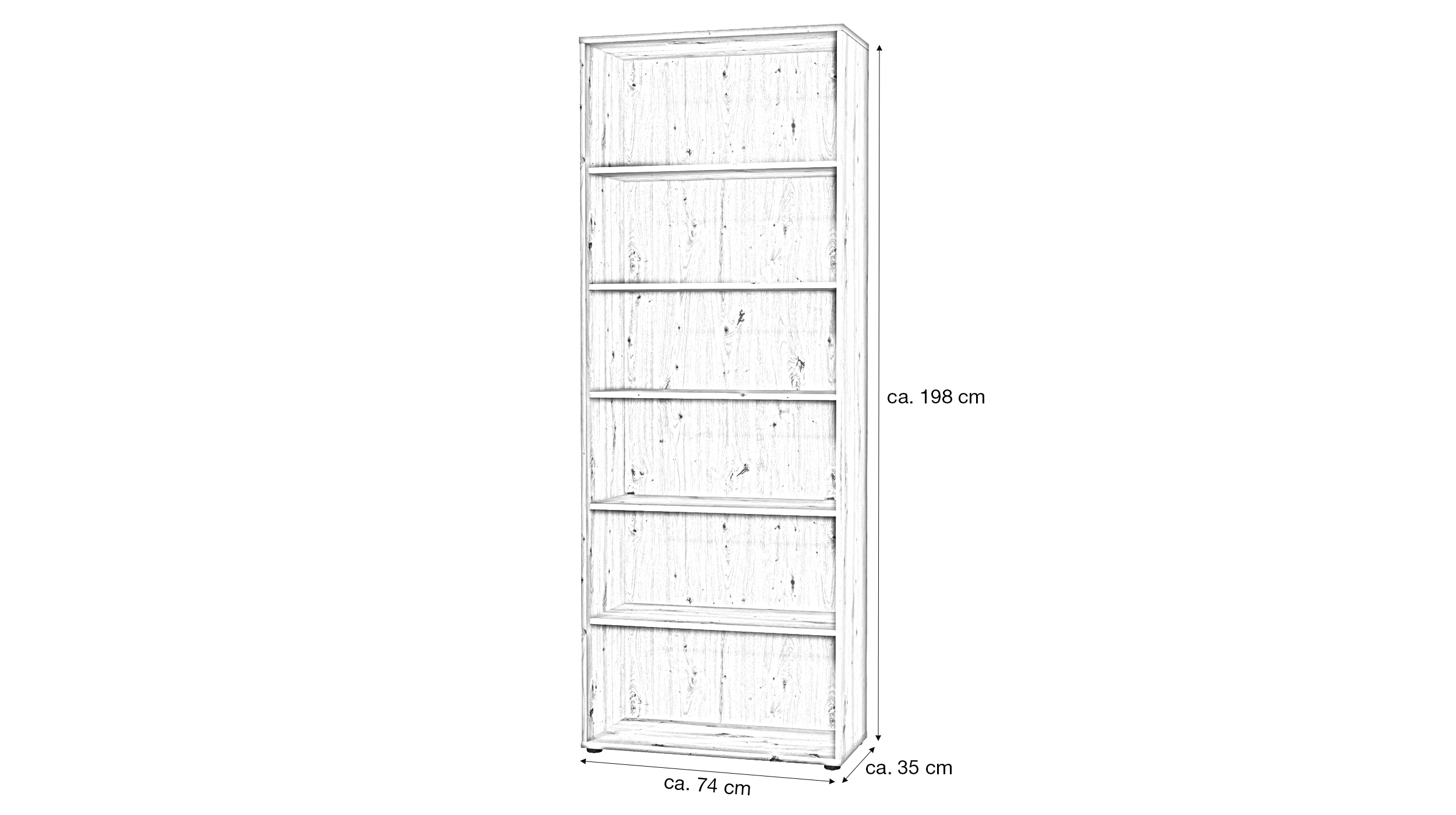 Bücherregal Büroregal Artisan Eiche 198 x 74 cm - TEMPRA