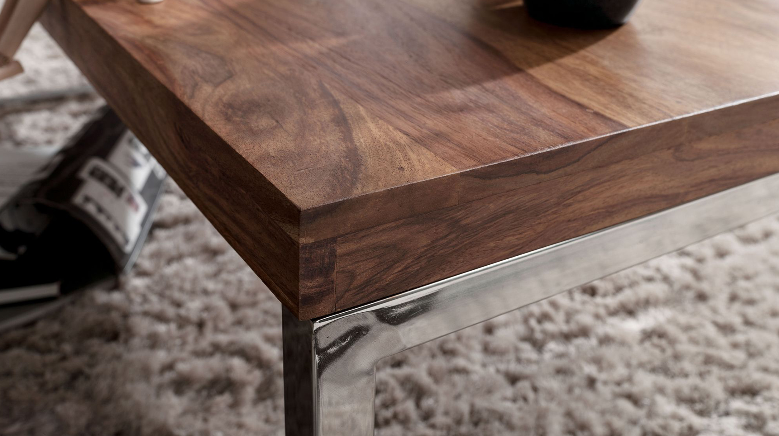 Couchtisch Sheesham massiv gebeizt 120 x 60 cm - GRETE