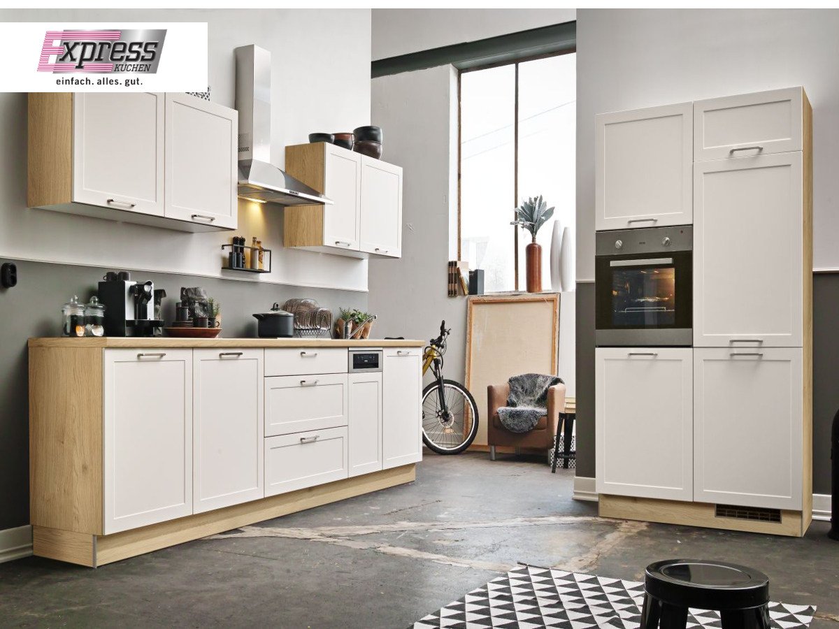 Eckküche 310 + 120 cm - mit Geräten - Küchenfronten matt - HOME