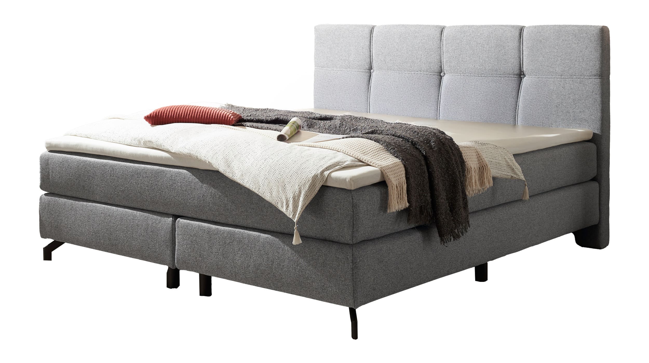 Boxspringbett 180 x 200 cm Webstoff grau - DANITA