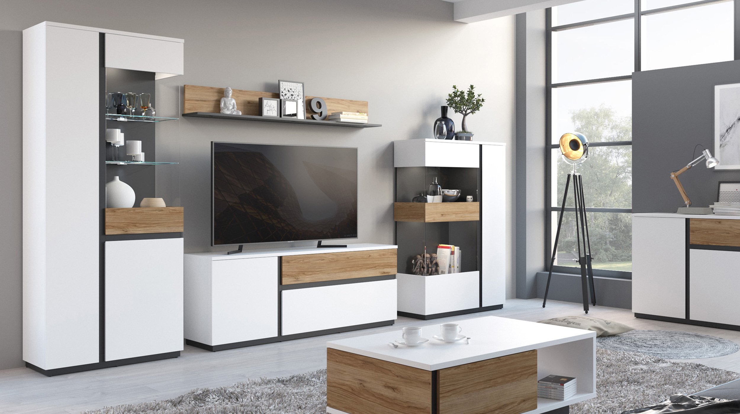 Wandboard Catania Eiche - schwarz - 160 cm - NOVENA