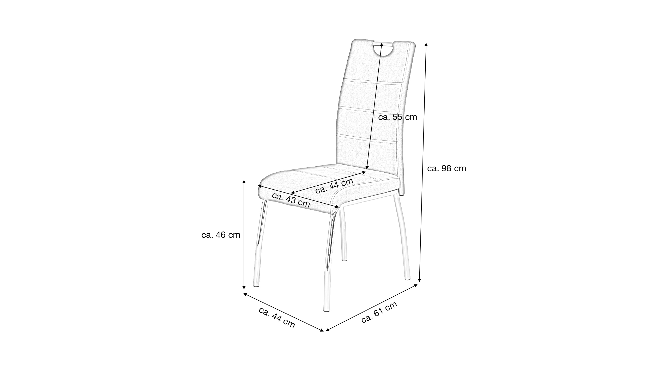 Polsterstuhl anthrazit Metallgestell - Microfaser - SUSI