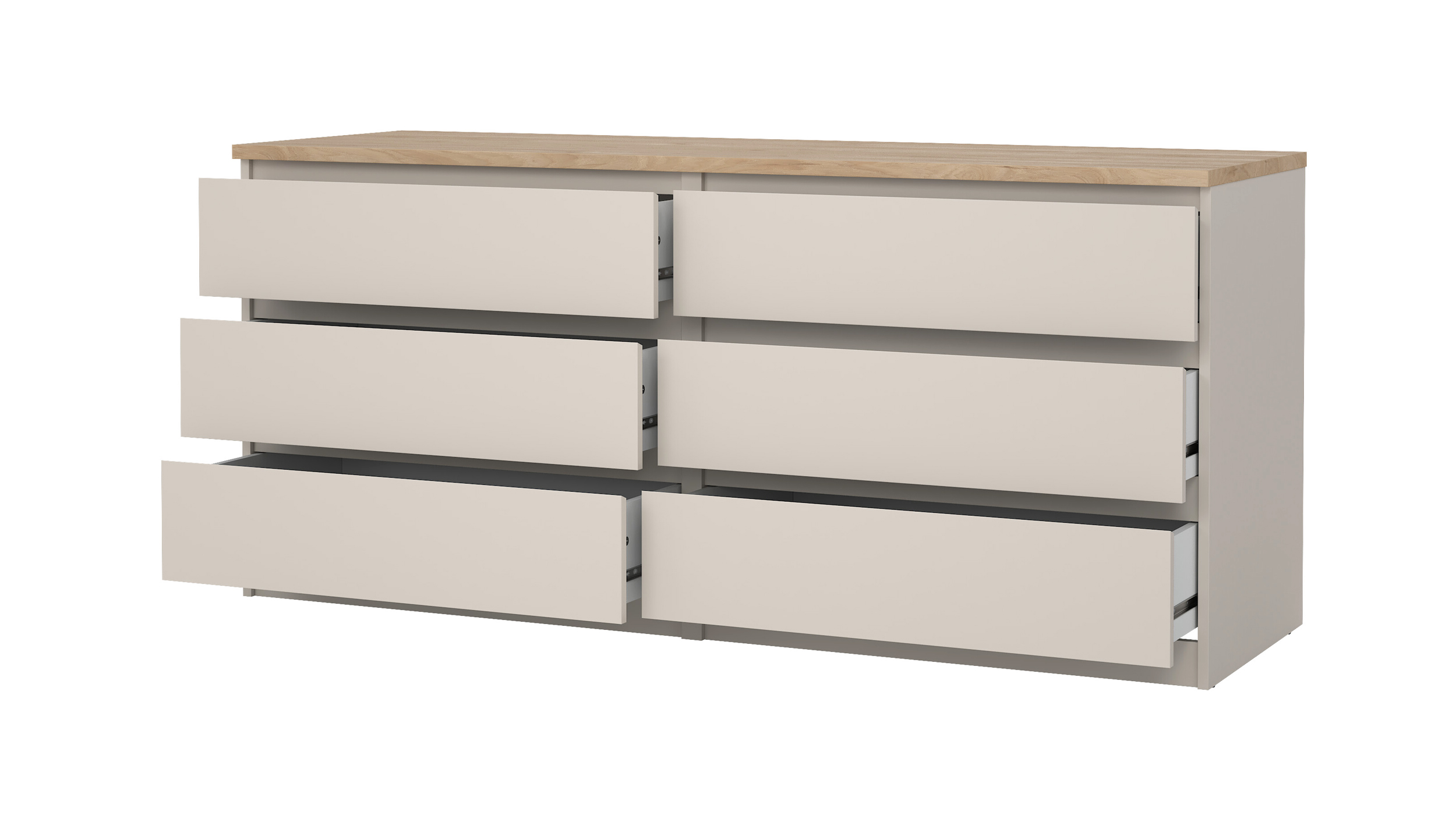 Kommode mit 6 Schubladen beige - Jackson Hickory 154 cm - NAIA Kommode mit 6 Schubladen beige - Jackson Hickory 154 cm - NAIA