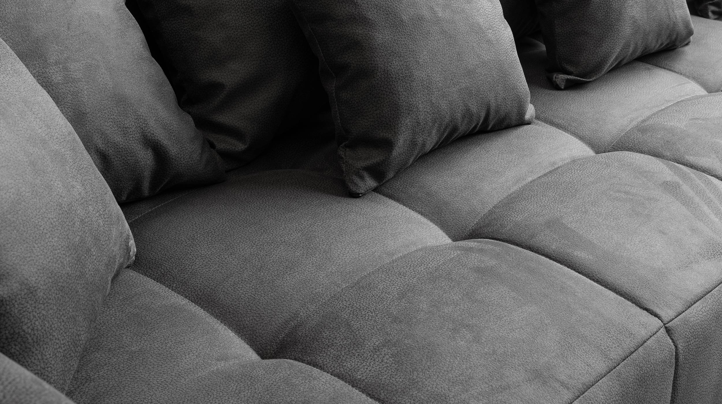 Big Sofa grau Vintage - Microfaser - 254 cm - BORNEO