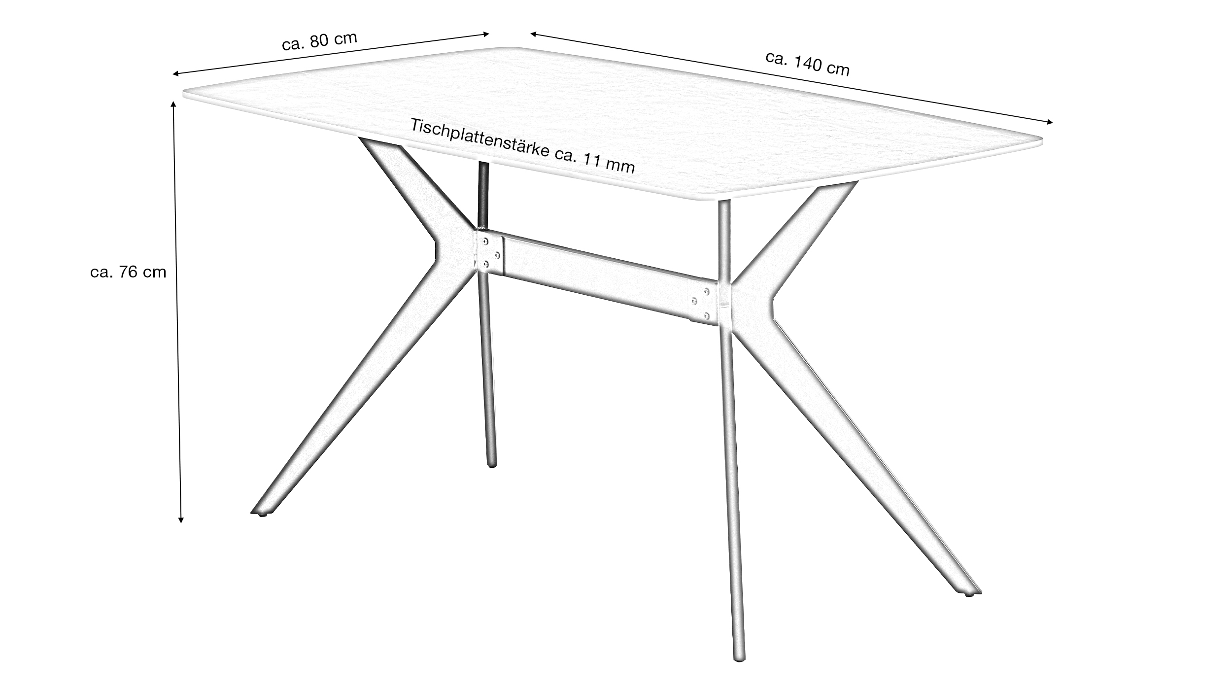 Esstisch 140 x 80 cm Marmoroptik weiß - ZINASCO