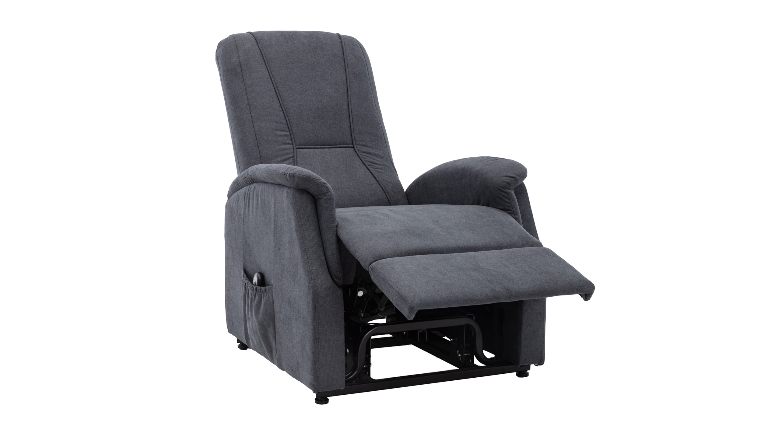 Fernsehsessel grau Samtbezug mit Motor und Aufstehhilfe - LEANA