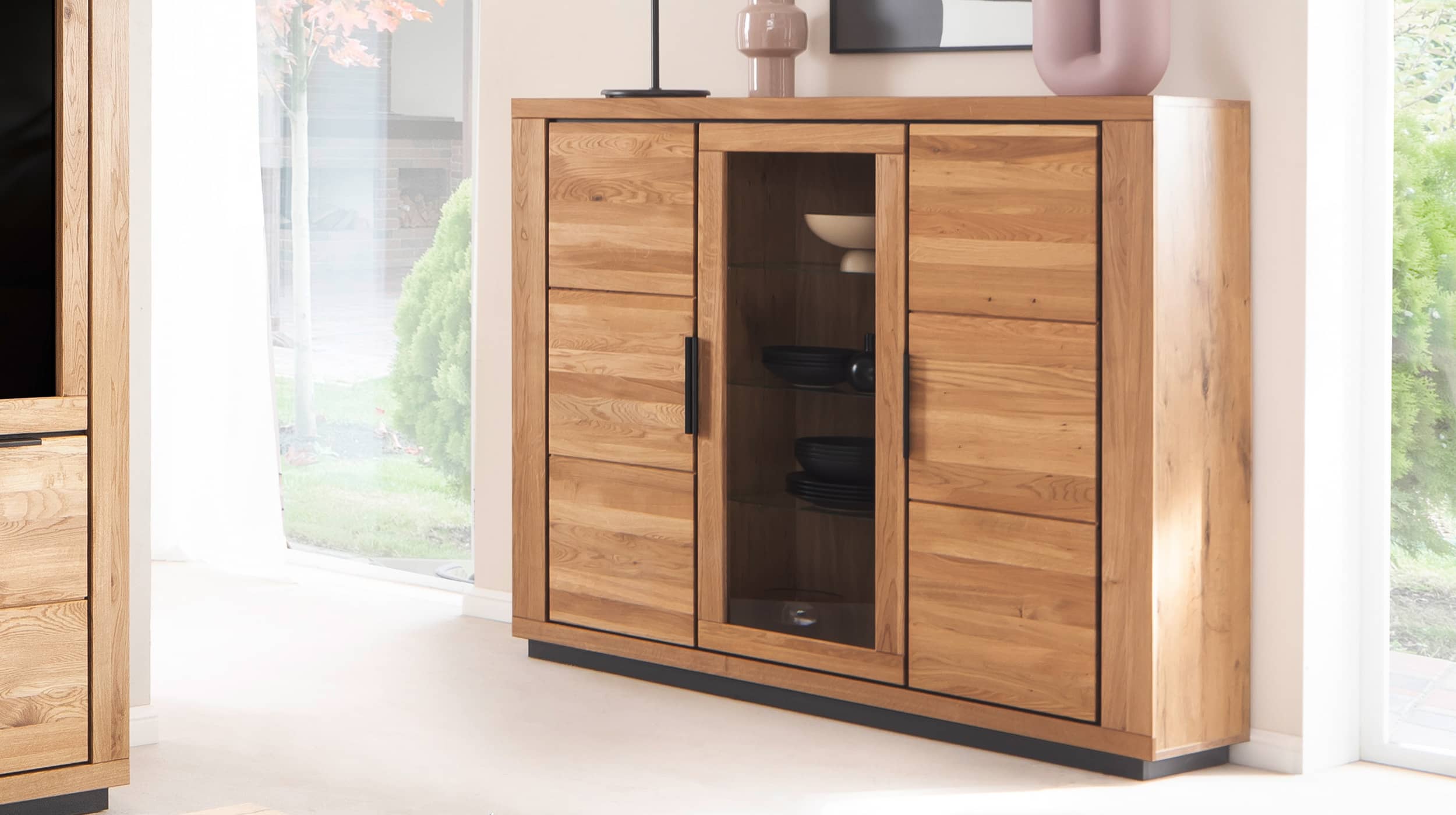 Highboard Wildeiche teilmassiv geölt 153 cm - GRENO