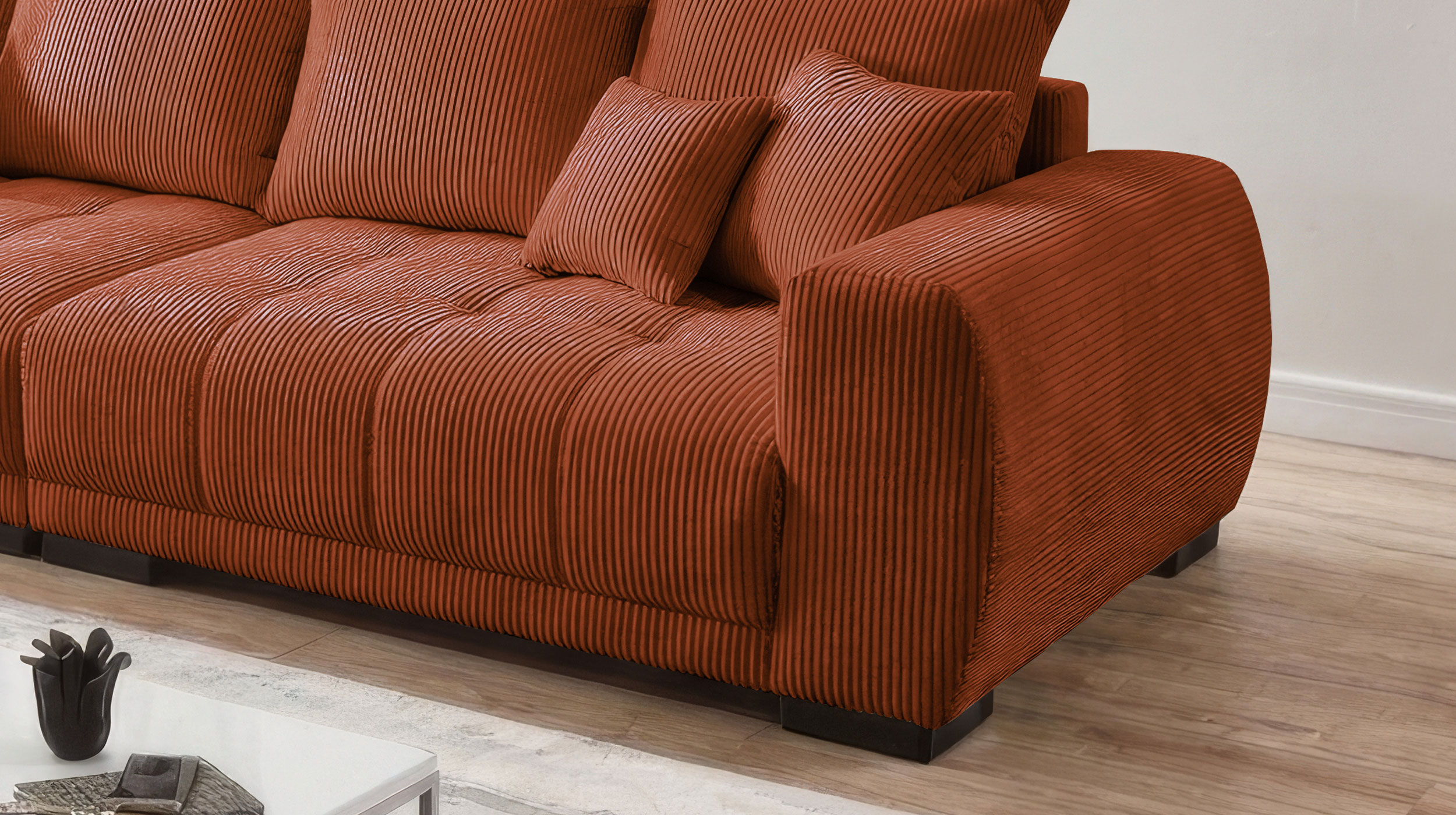 Big Sofa Cord rost mit Nosagunterfederung 300 cm - ARTEMIS