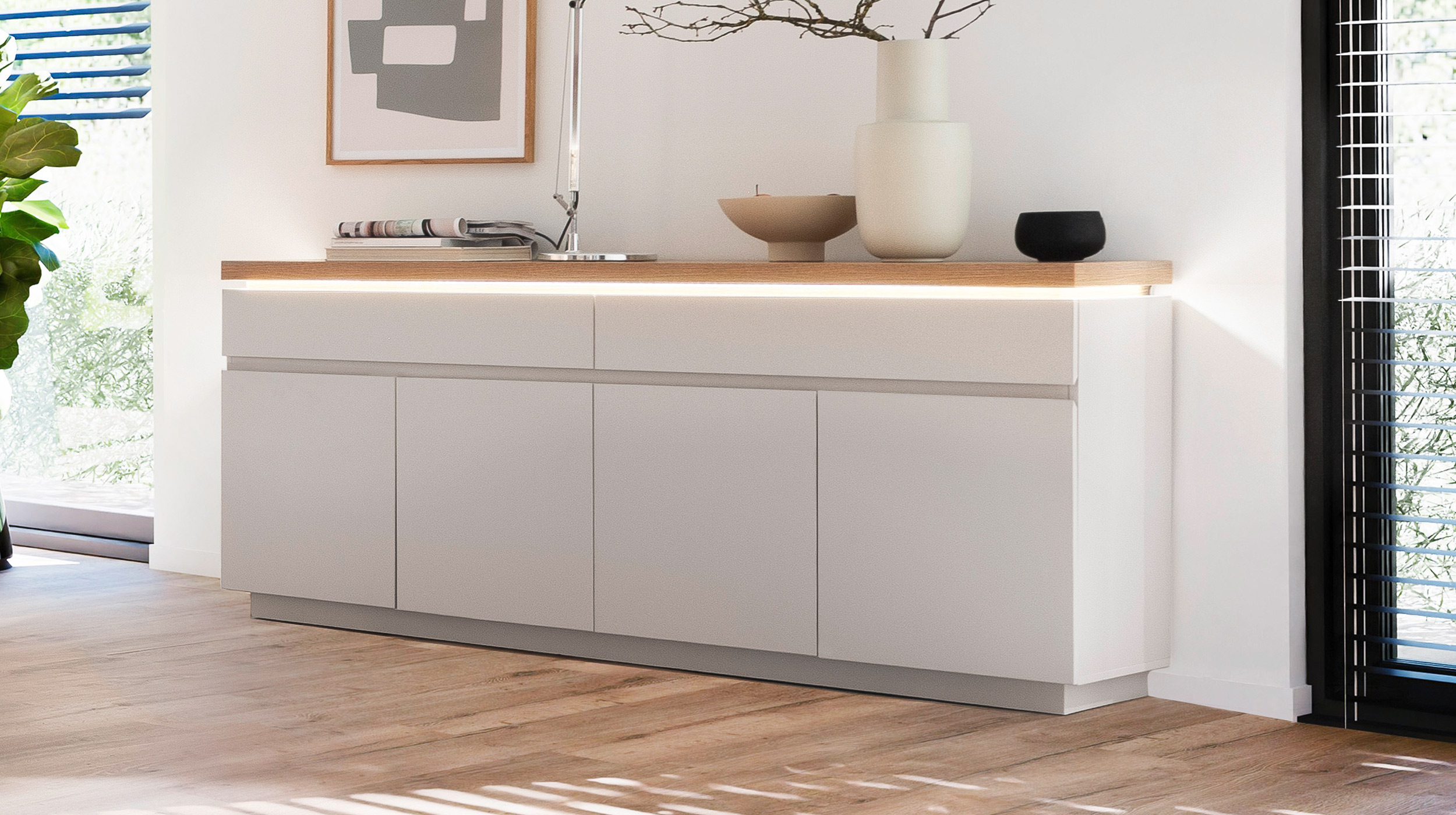 Sideboard mit Beleuchtung Evoke Eiche 180 cm - REMOLINO 