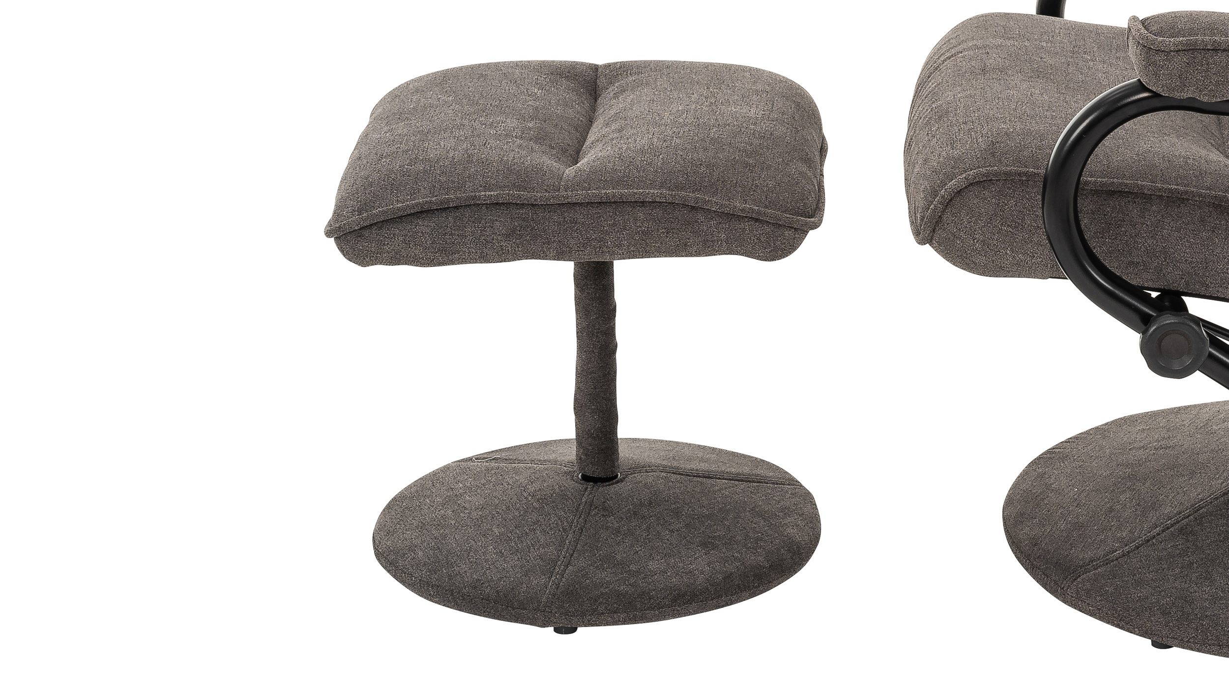 Relaxsessel mit Hocker grau Microfaser - drehbar - MORENA