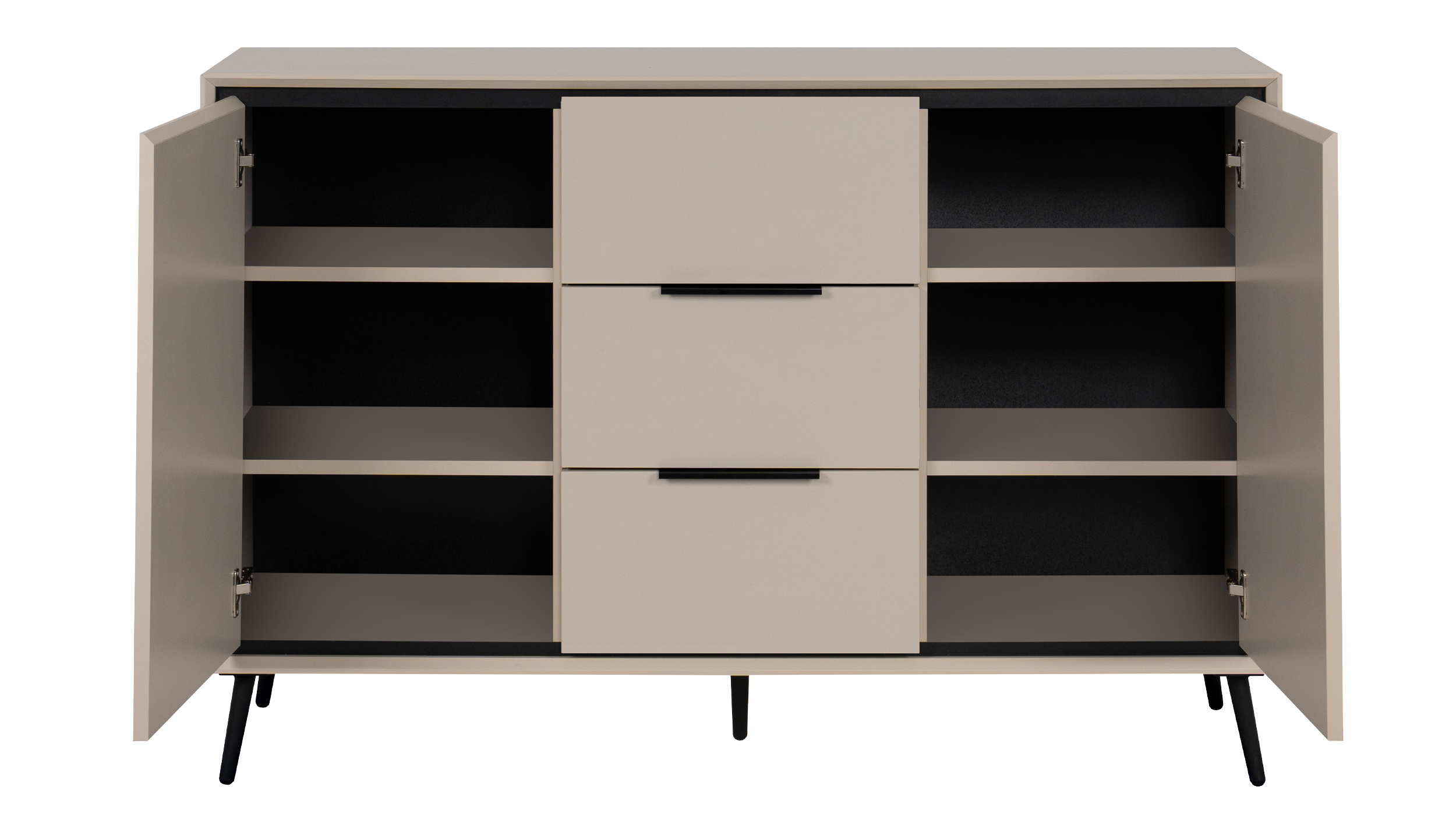 Sideboard mit 3 Schubladen beige schwarz 135 cm - ARONA