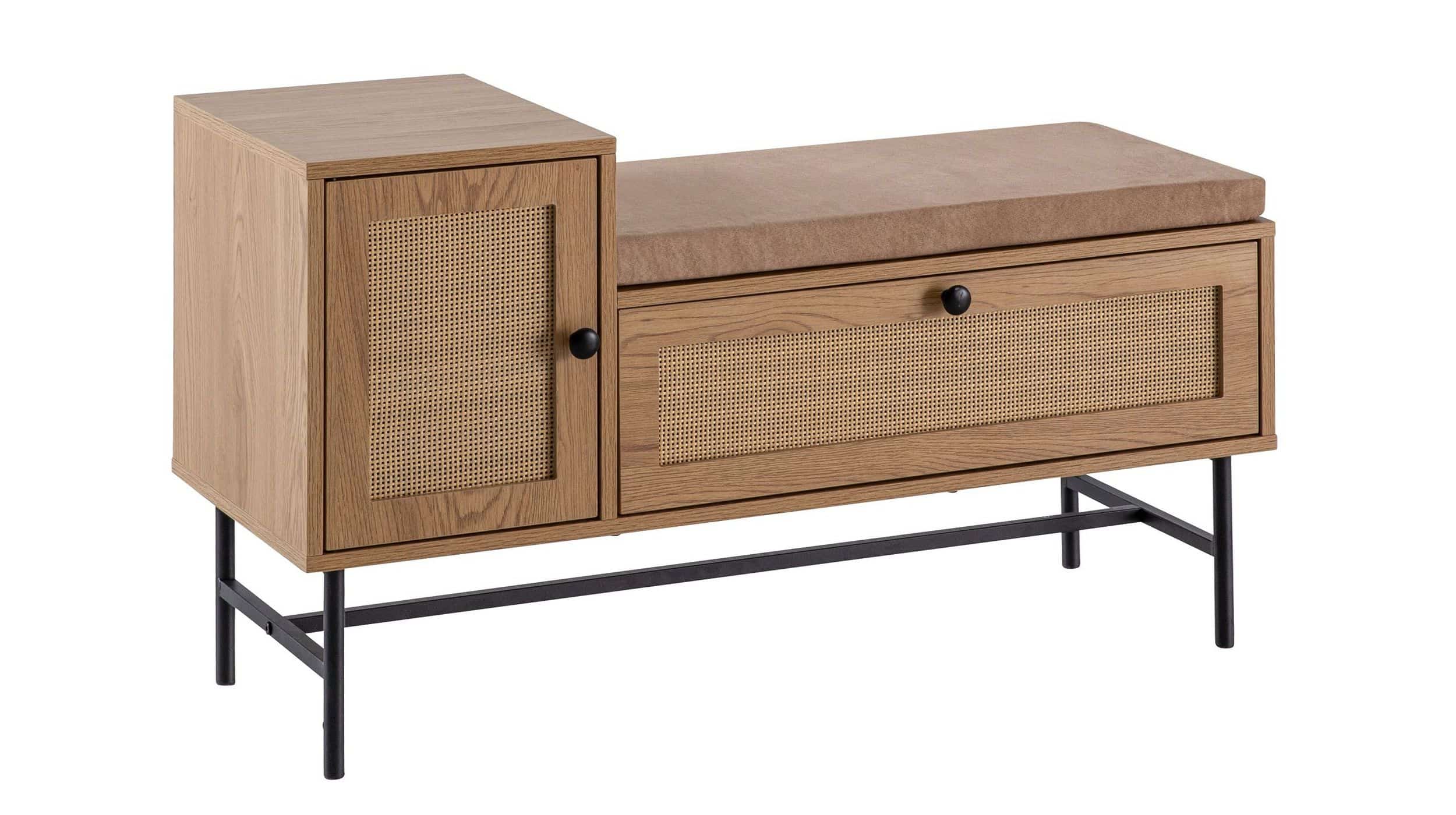 Garderobenbank Eiche Holzdekor - Rattan B 100 x H 60 cm - RATVAN