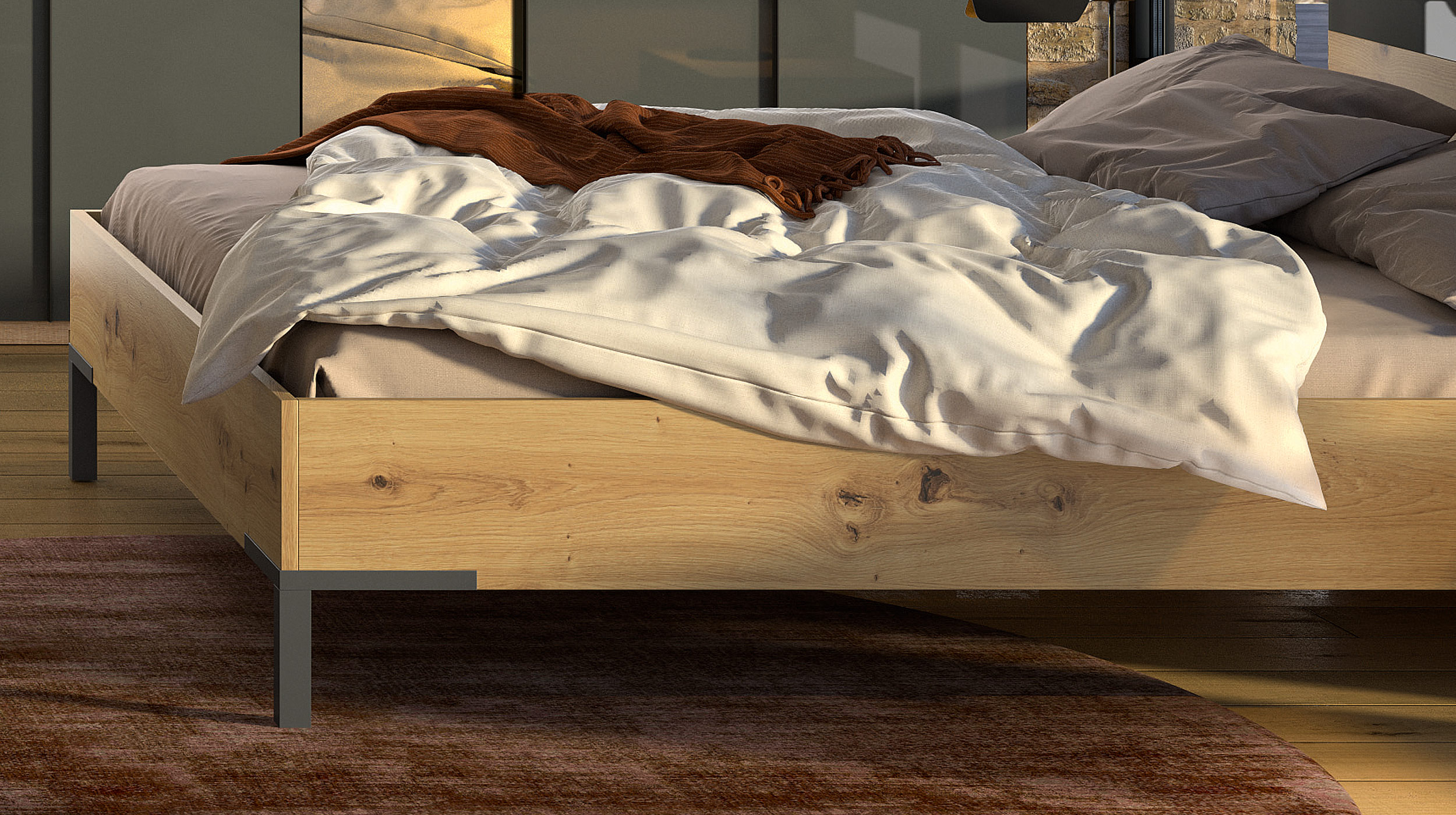 Doppelbett Futonbett 180 x 200 cm Artisan Eiche - SPOSAMI