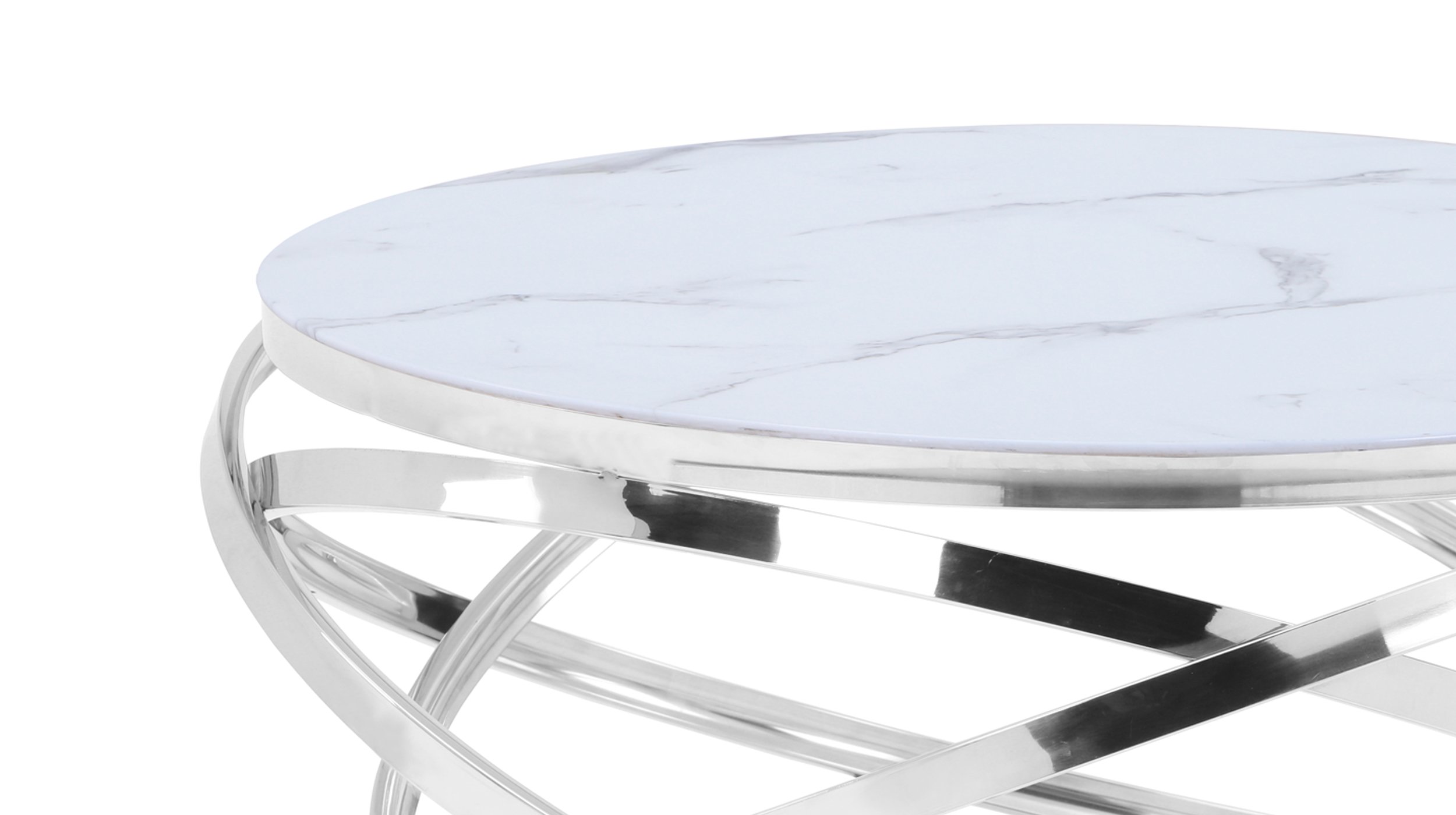 Couchtisch Glas Marmor-Optik weiß 90 x 90 cm - GALINA