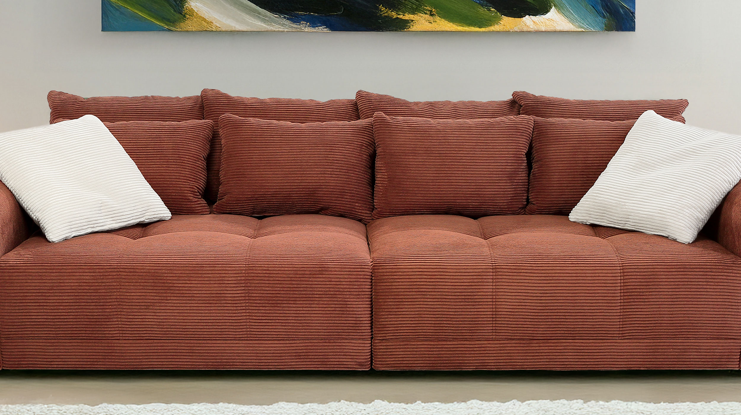 Big Sofa Cord rost - 308 cm - Federkern - JANNI