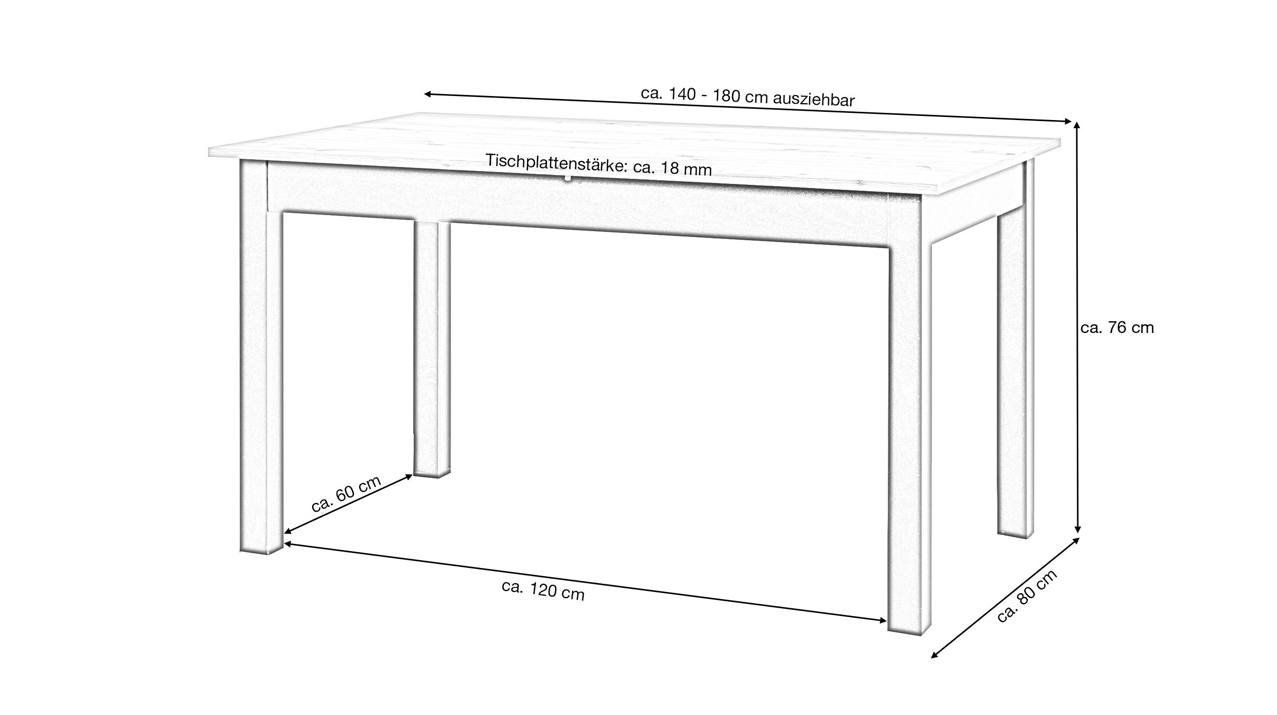 Esstisch 140 - 180 cm ausziehbar Artisan Eiche - COBURG