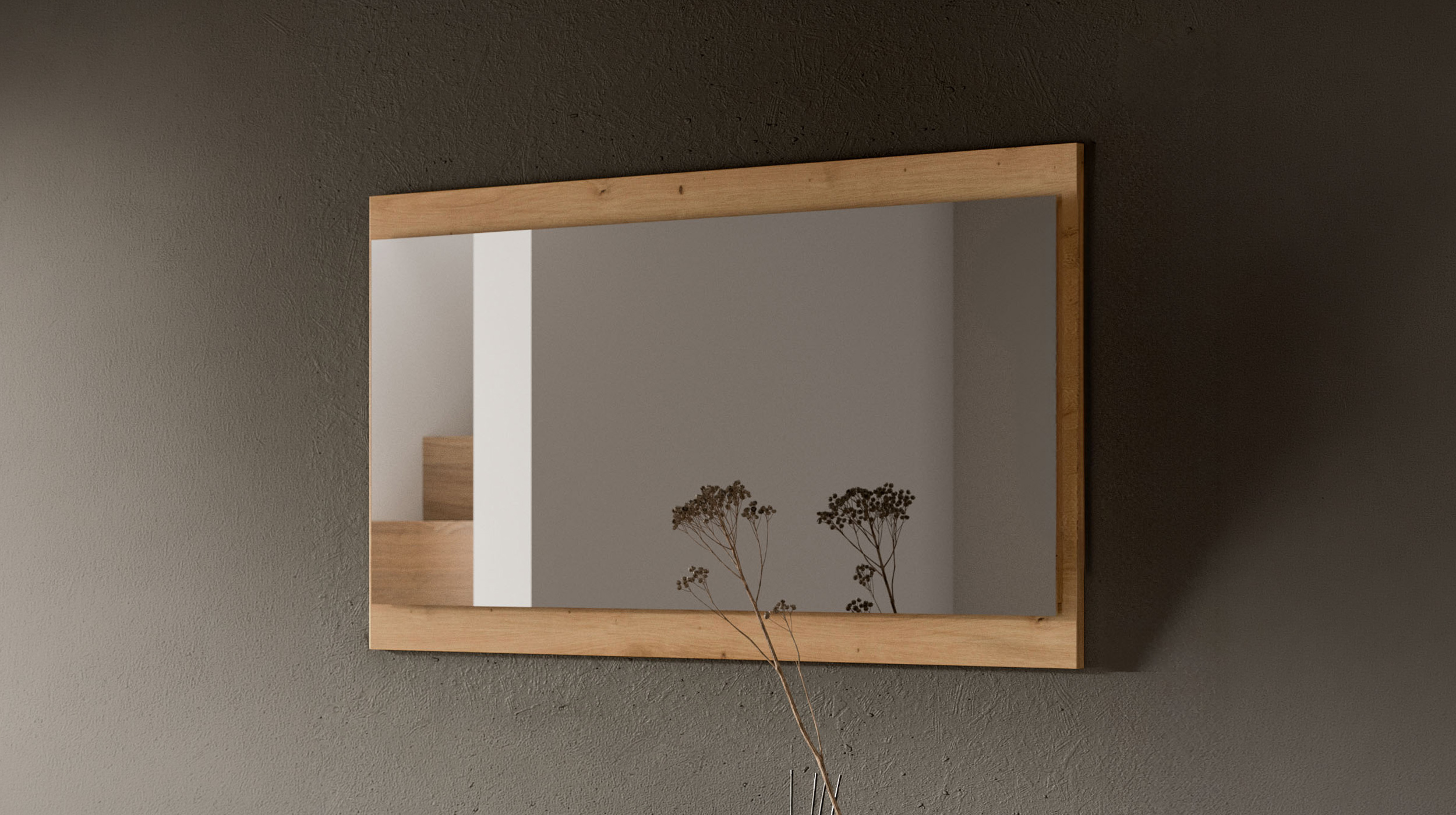 Wandspiegel Artisan Eiche rund 110 x 60 cm - DRIVE 