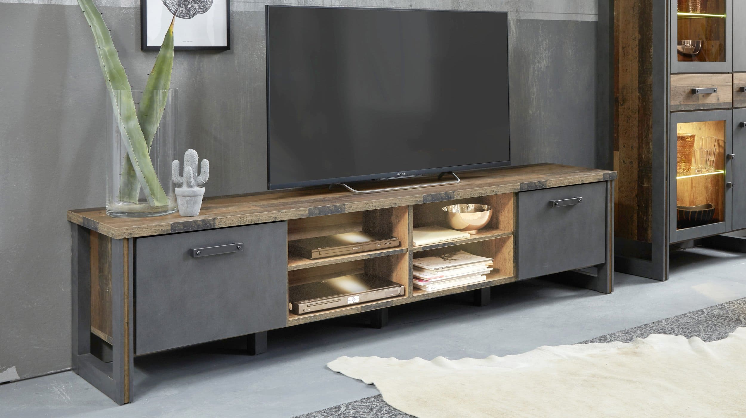 TV - Lowboard Old Wood - Matera grau 207 cm - PRIME