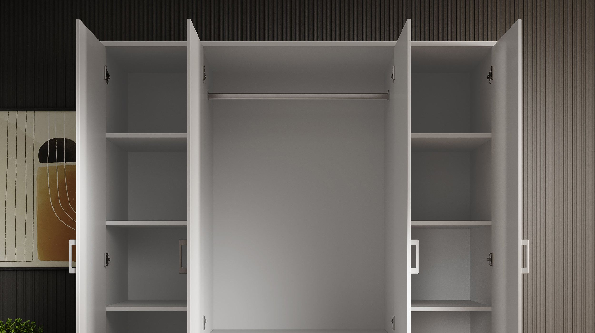 Kleiderschrank weiß mit Spiegel - 180 cm - 4-türig - VESALA