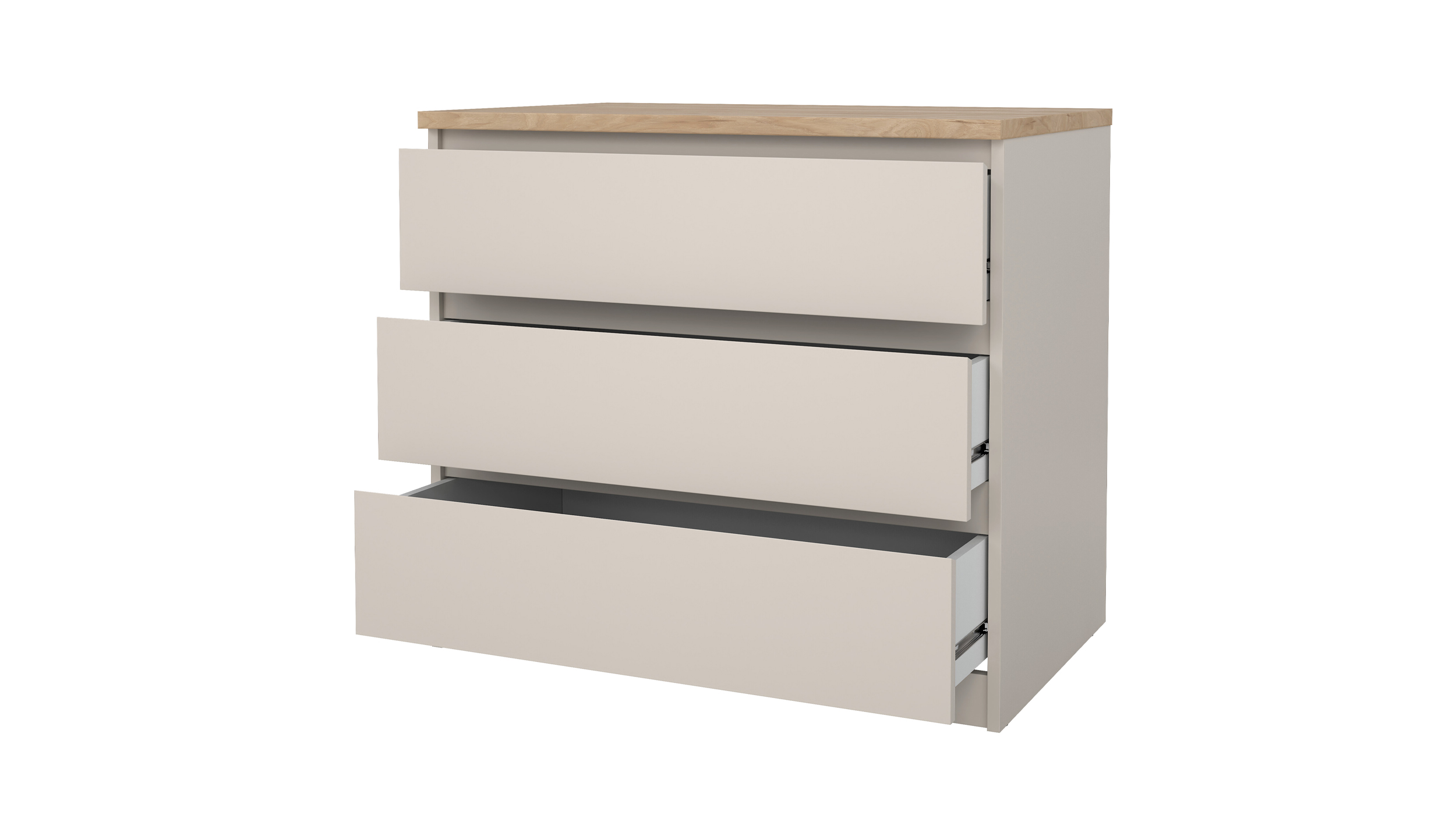 Kommode mit 3 Schubladen beige - Jackson Hickory 77 cm - NAIA Kommode mit 3 Schubladen beige - Jackson Hickory 77 cm - NAIA