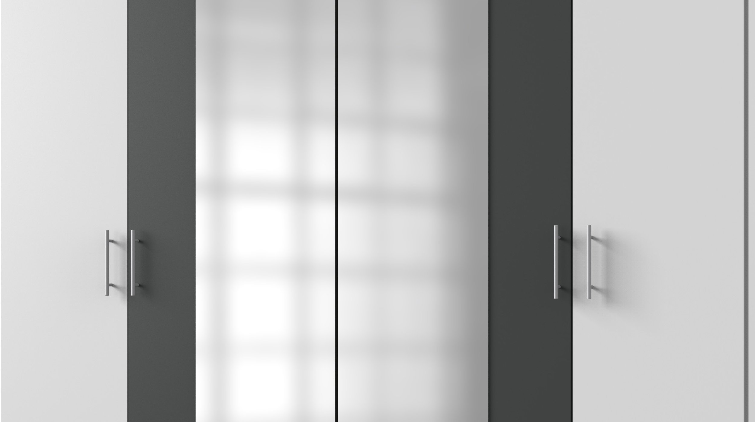 Kleiderschrank 225 cm weiß graphit mit Spiegel - NORA