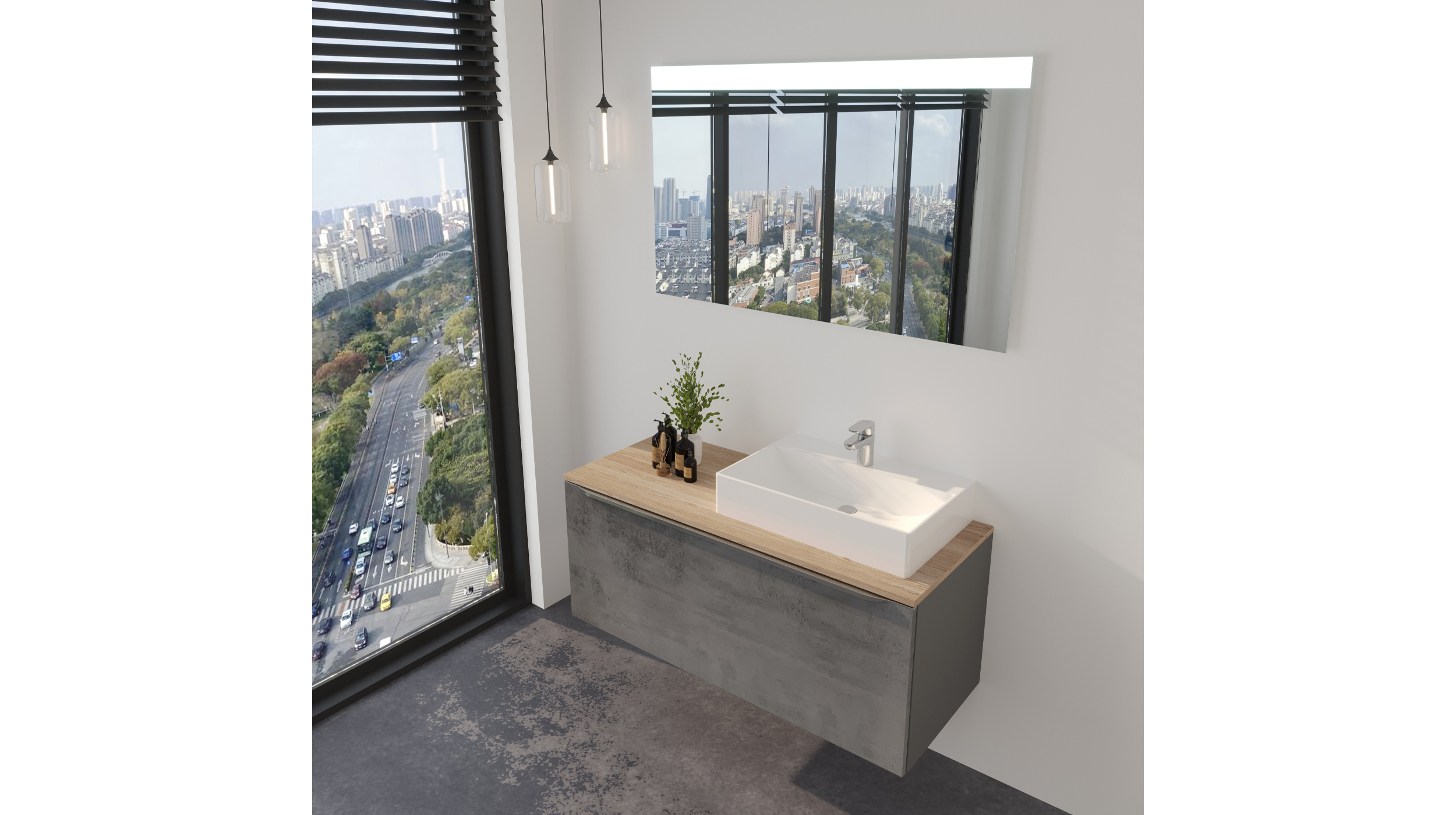 Badmöbel-Set grau - 2 Teile - Waschtisch 120 cm - RISCADO