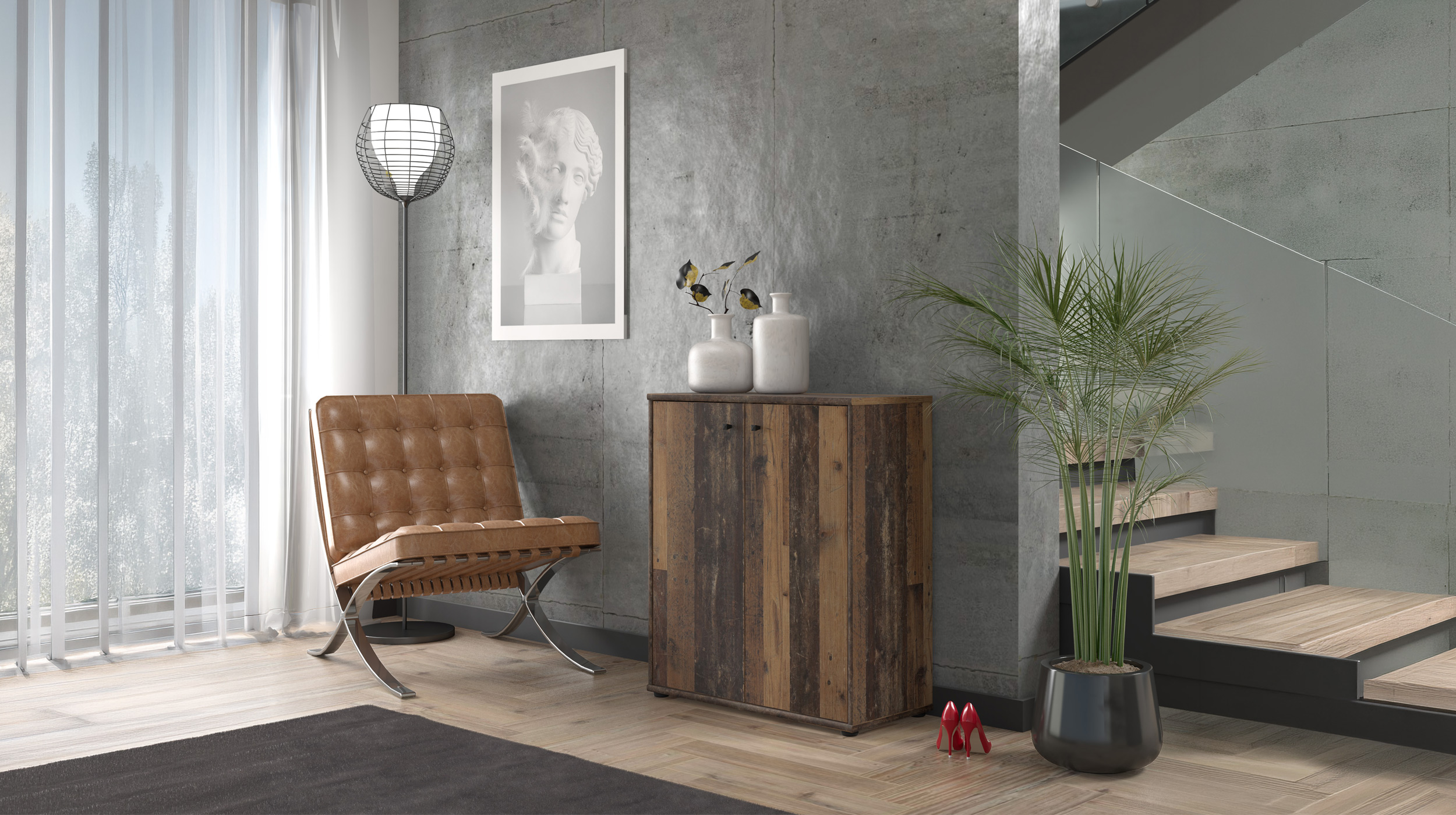 Kommode Old Wood 74 x 35 cm - 2-türig - TEMPRA