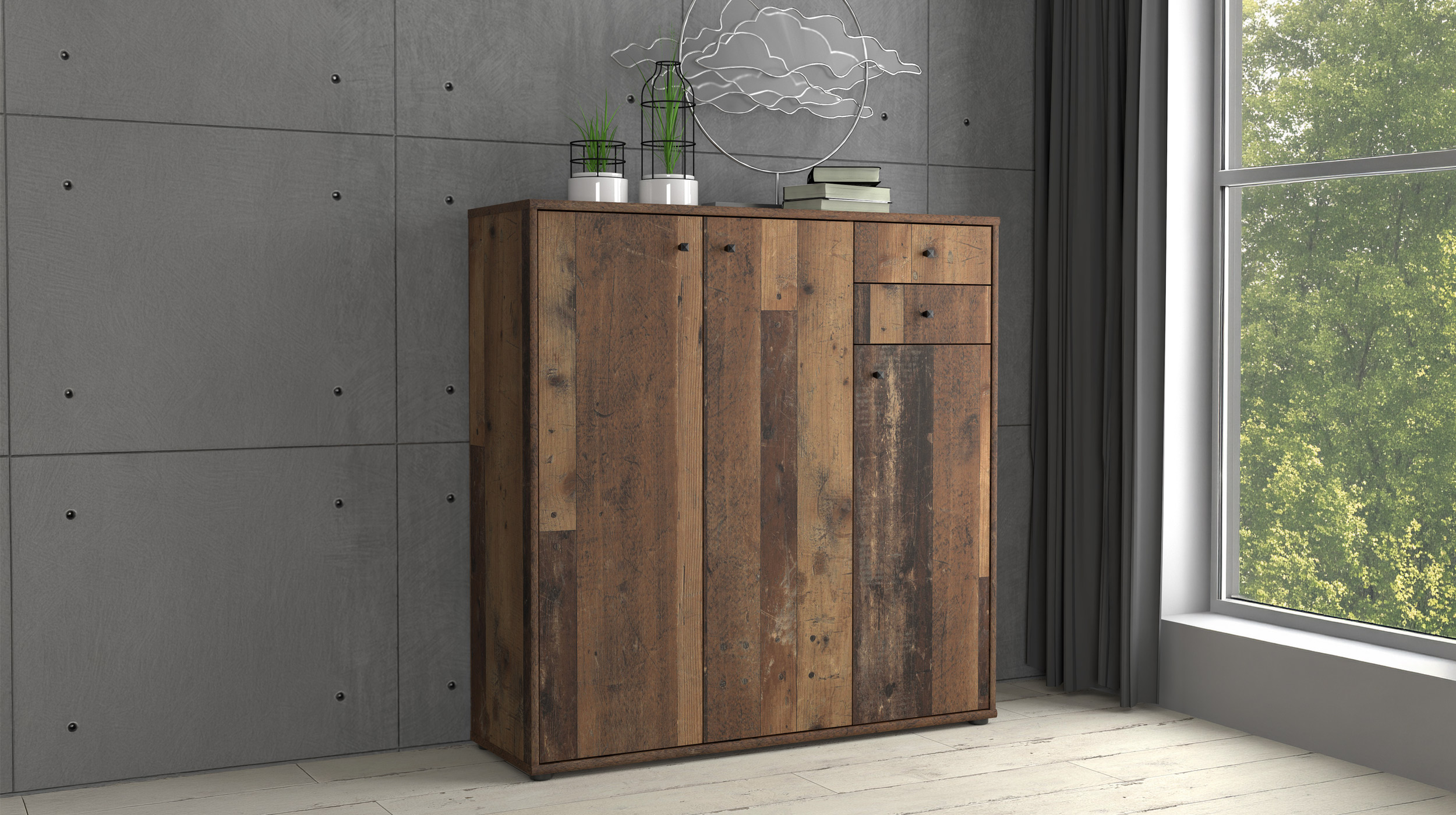 Kommode mit Schubladen Old Wood 111 cm - TEMPRA