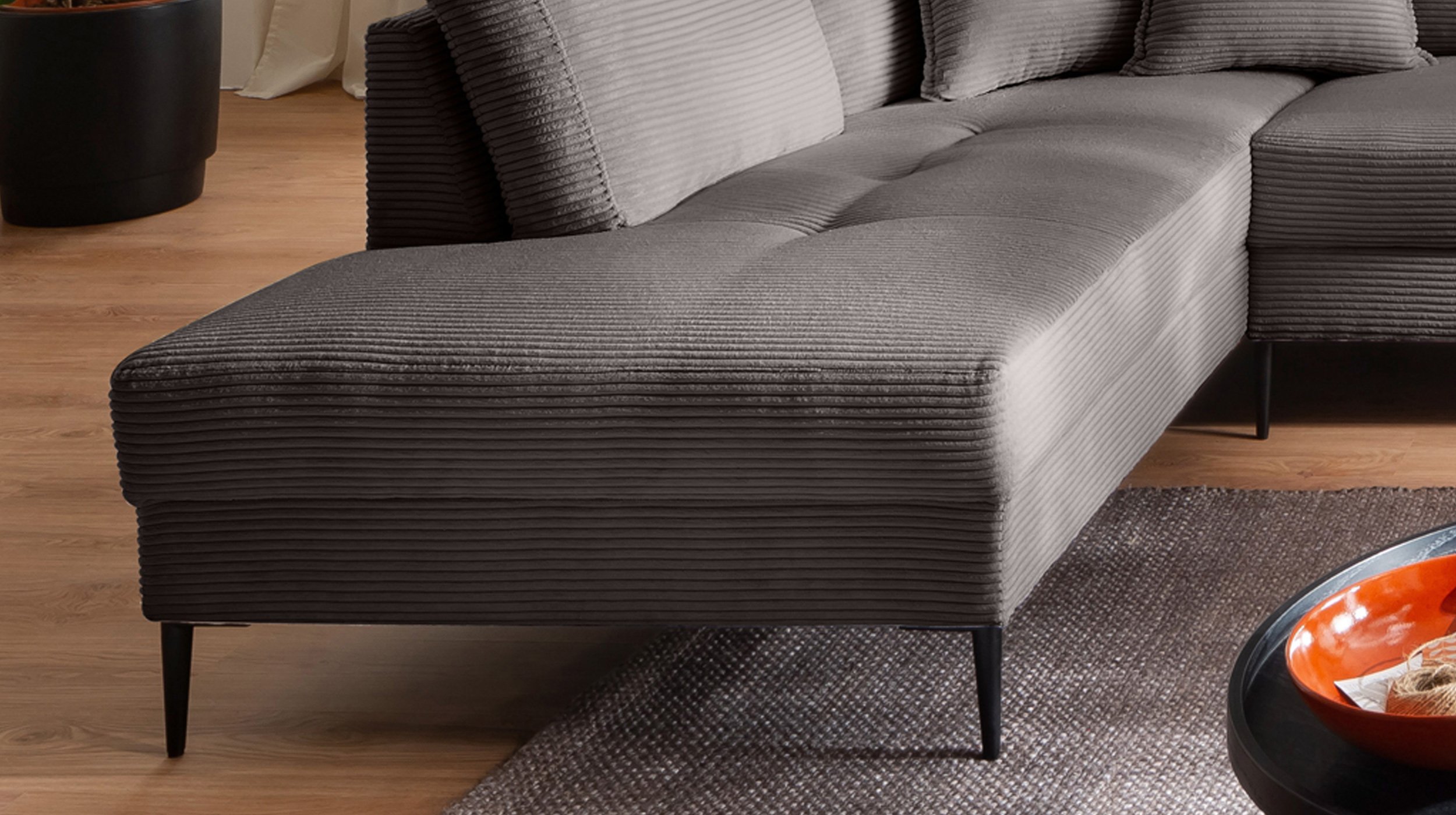 Wohnlandschaft Cord dunkelgrau - 360 cm - SUMMER 