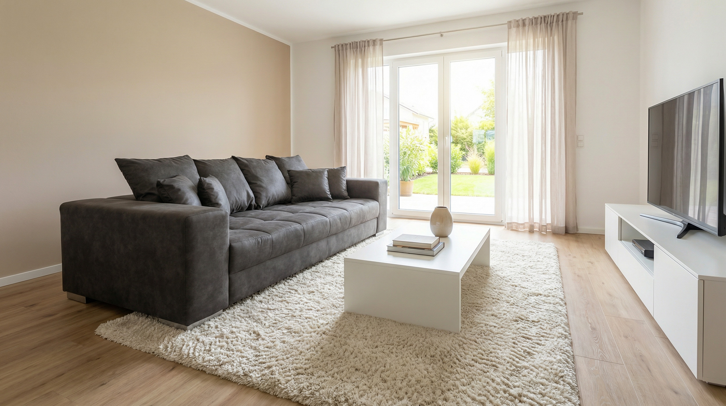 Big Sofa Vintage grau - 254 cm - mit Nosagunterfederung - BORNEO