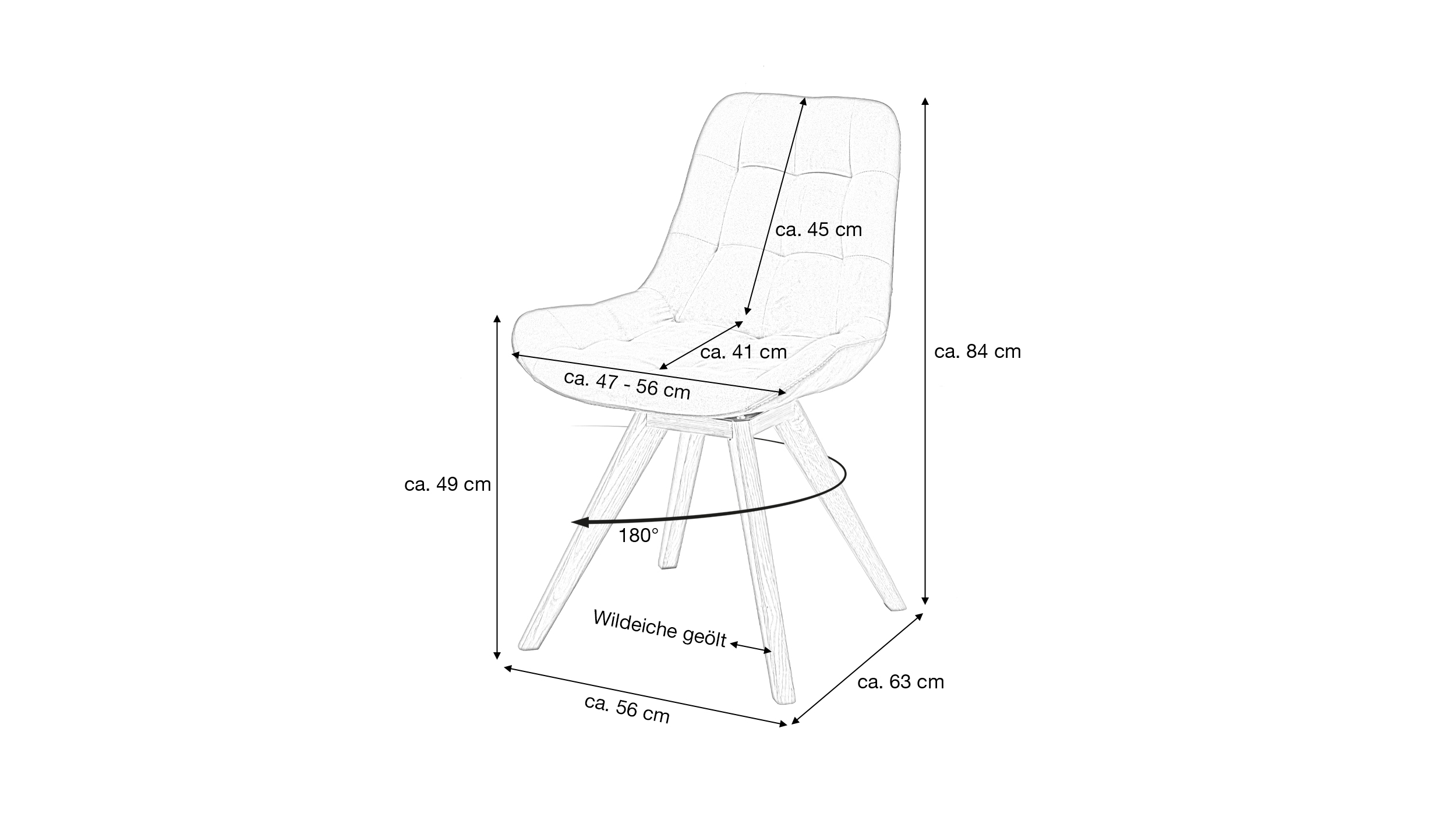 Polsterstuhl braun Wildeiche - Microfaser - drehbar - BELFAST