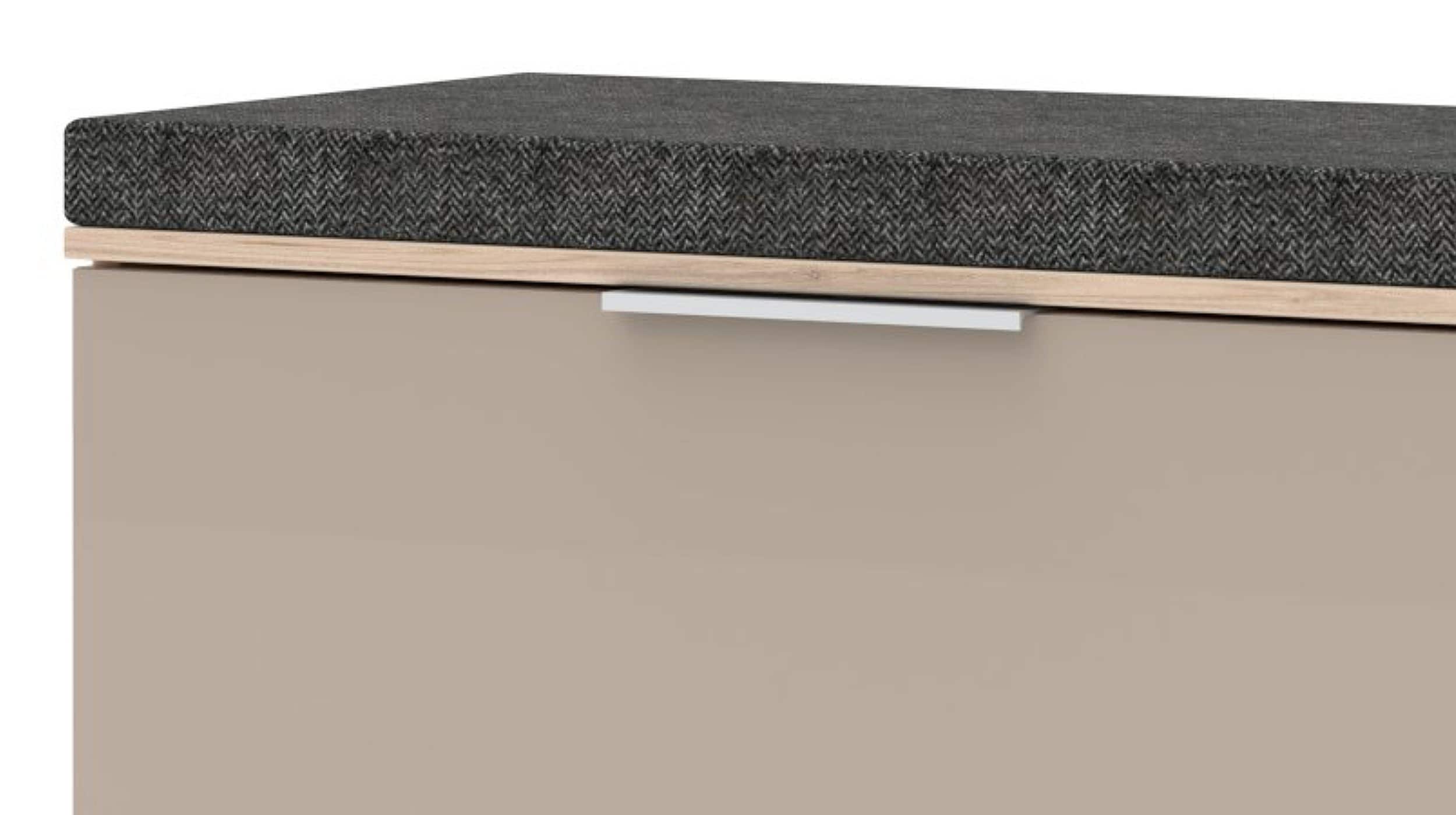 Garderobenbank beige Glasfront - Riva Eiche 80 cm - SANTORIN