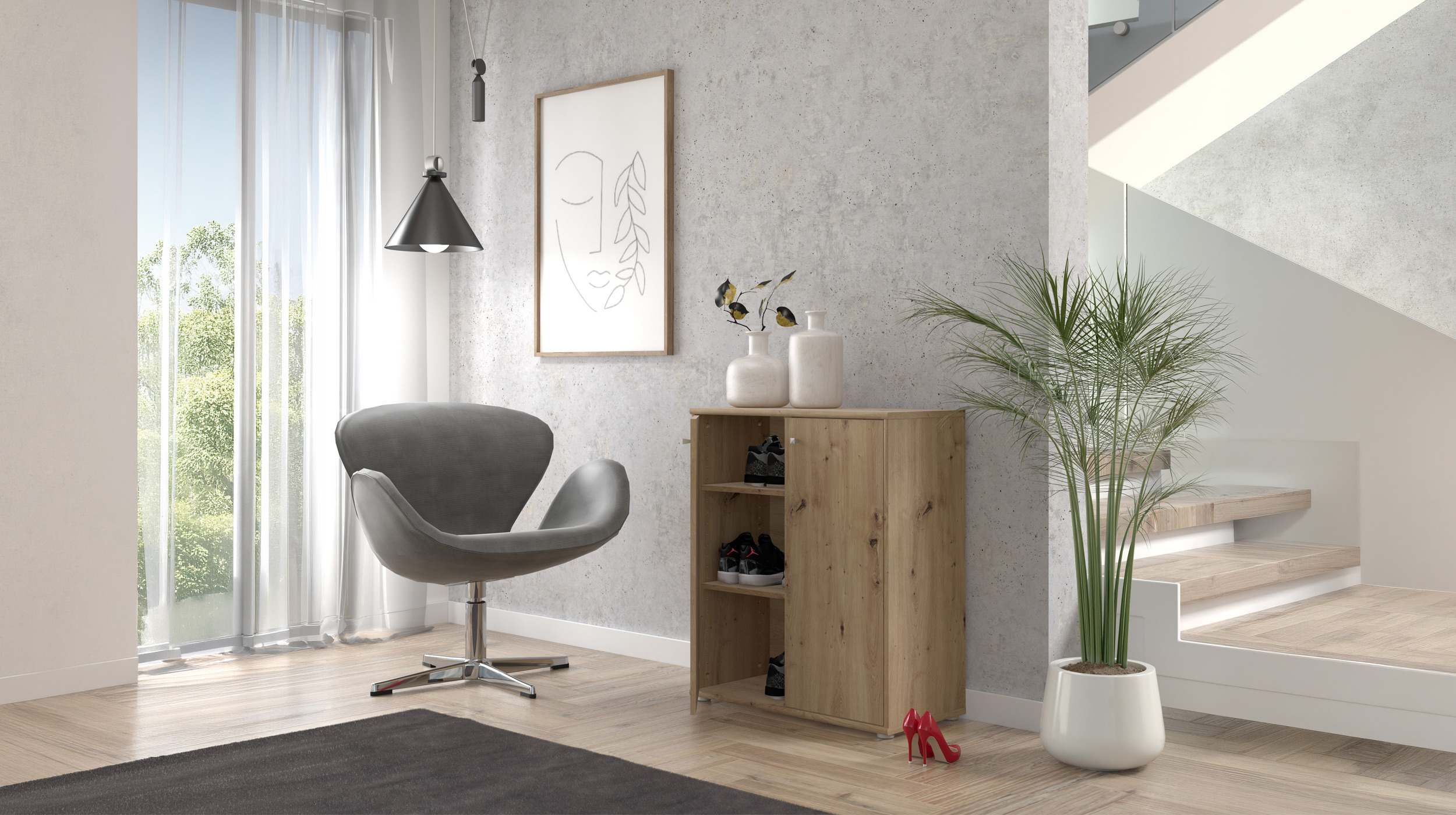 Kommode Artisan Eiche 74 x 35 cm - 2-türig - TEMPRA