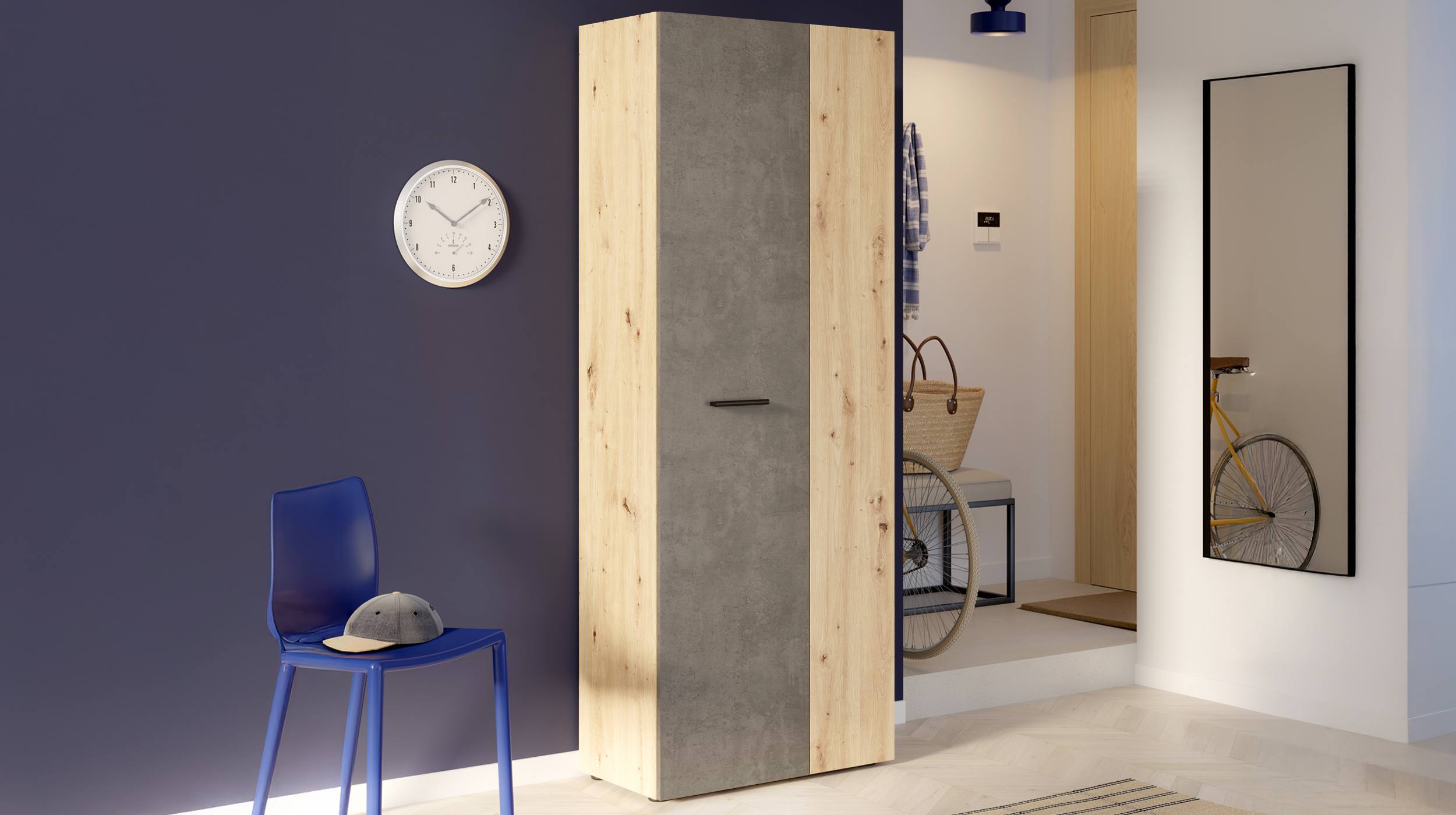 Mehrzweckschrank Artisan Eiche - Betonoptik 69 x 181 cm - NET