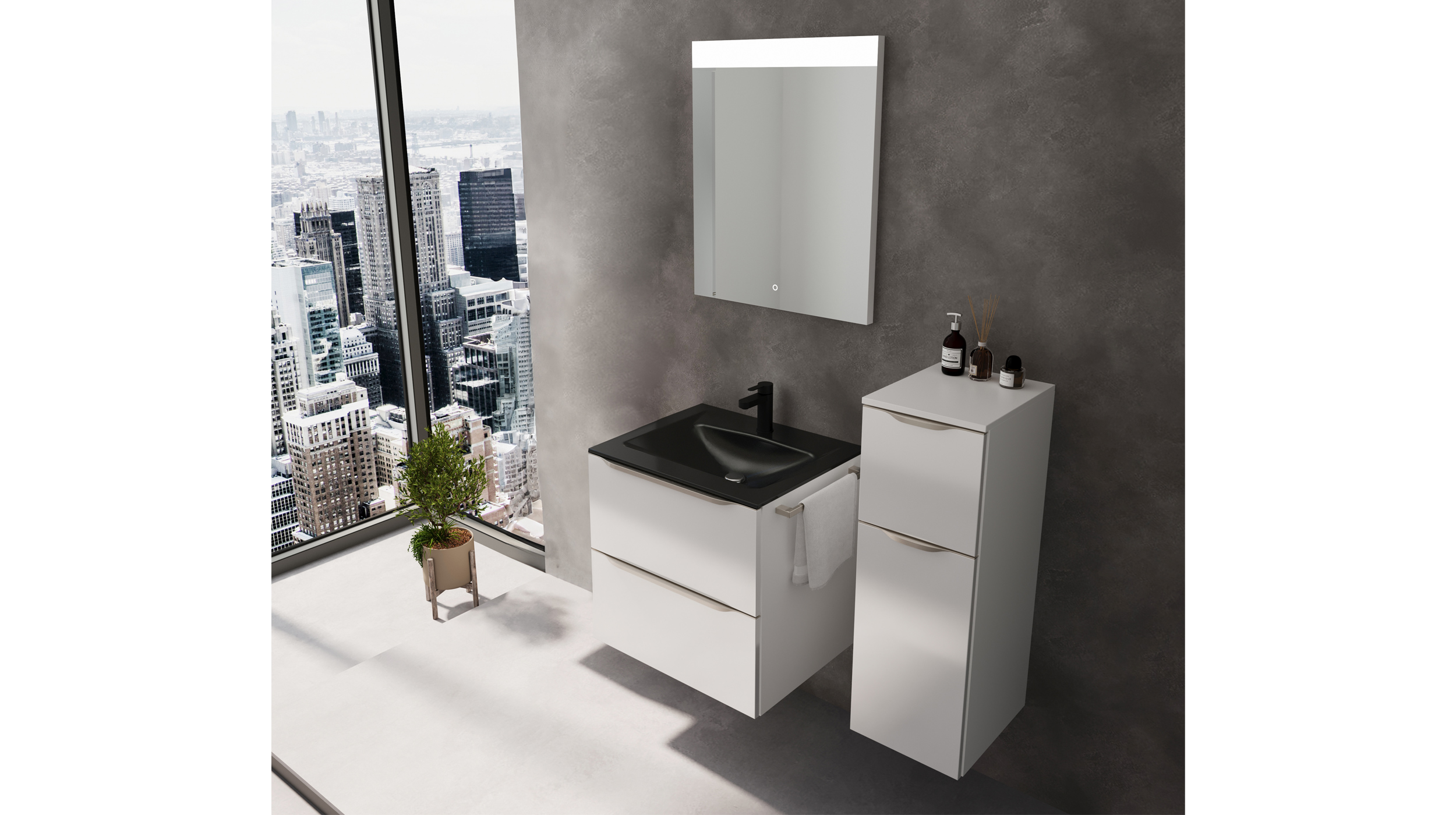 Badmöbel-Set weiß Glanz - 3-Teile mit MS - Waschtisch 60 cm - FRANA Badmöbel-Set weiß Glanz - 3-Teile mit MS - Waschtisch 60 cm - FRANA