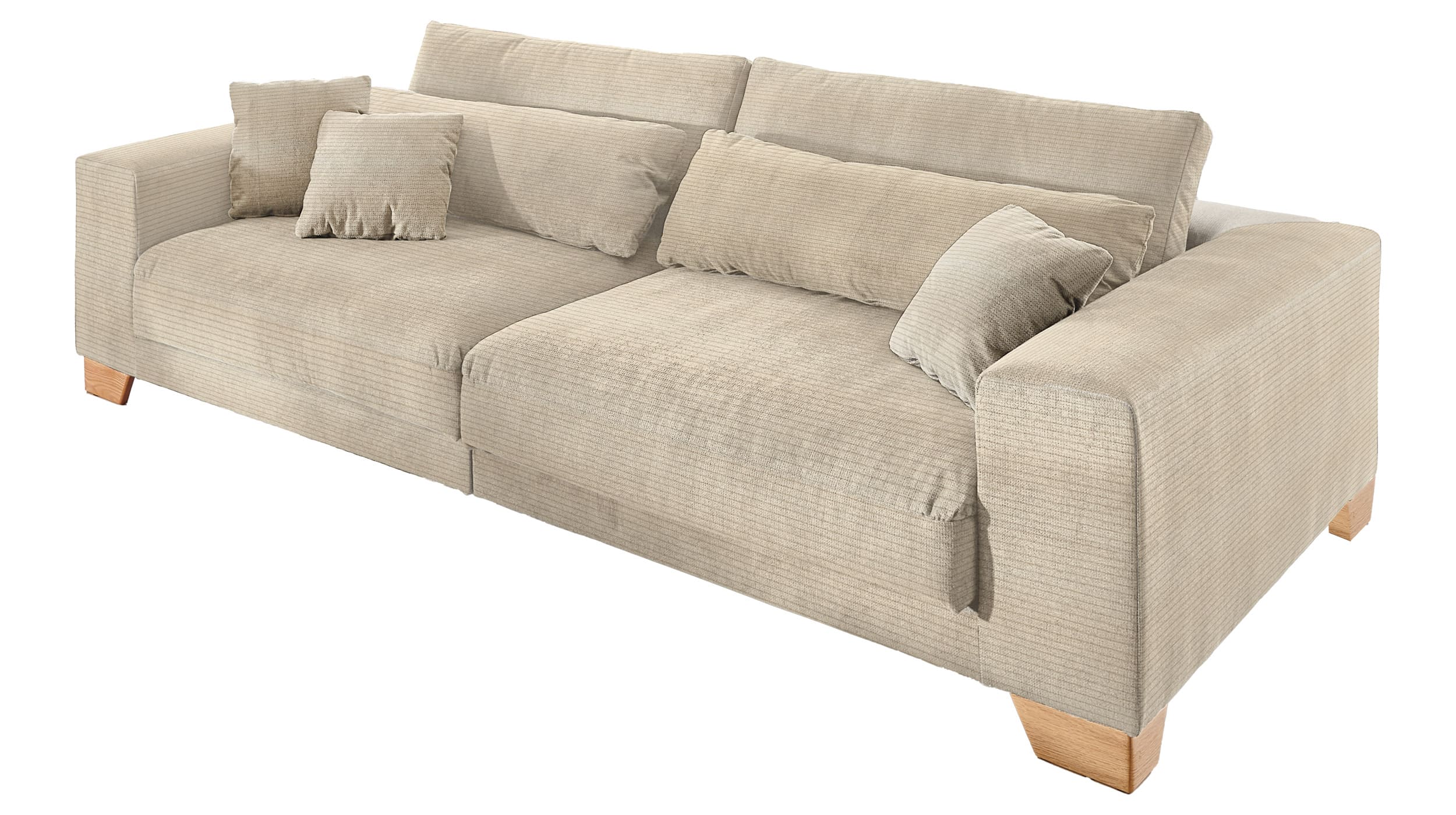 Big Sofa Cord creme 286 cm - Nosagunterfederung - PLAY