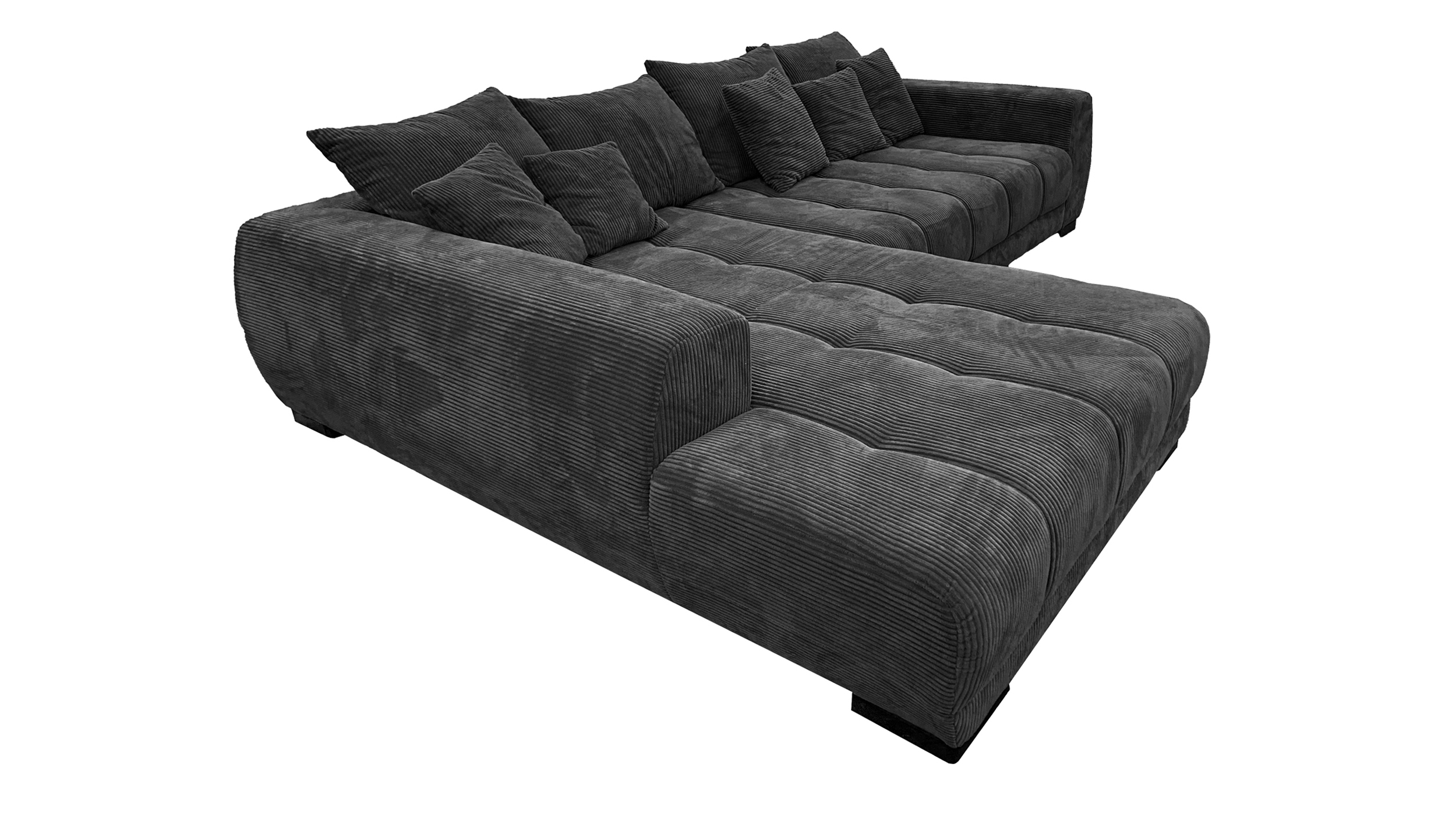 Ecksofa Cord grau elektrisch ausfahrbar 300 cm - OT links - ARTEMIS