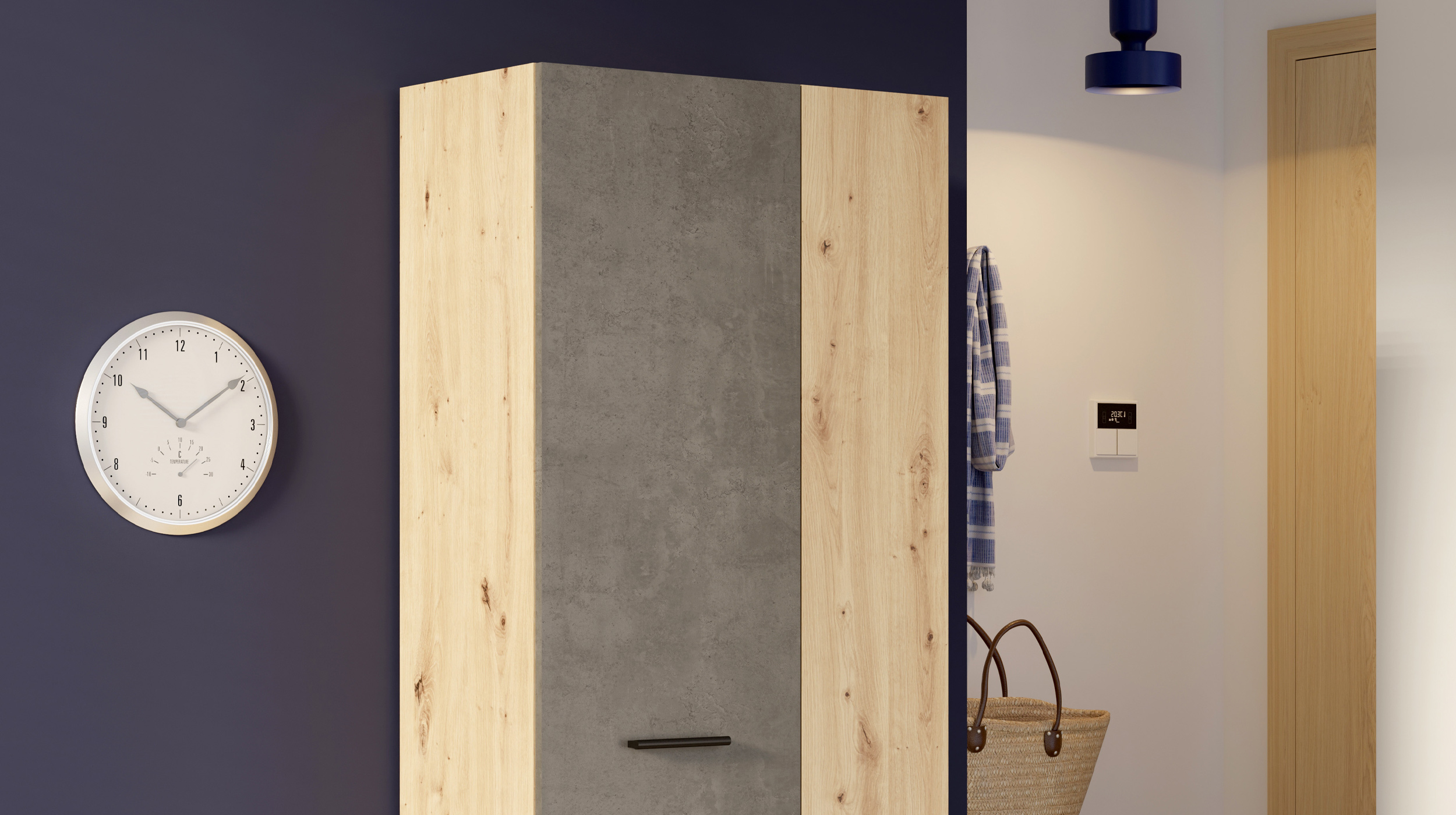 Mehrzweckschrank Artisan Eiche - Betonoptik 69 x 181 cm - NET
