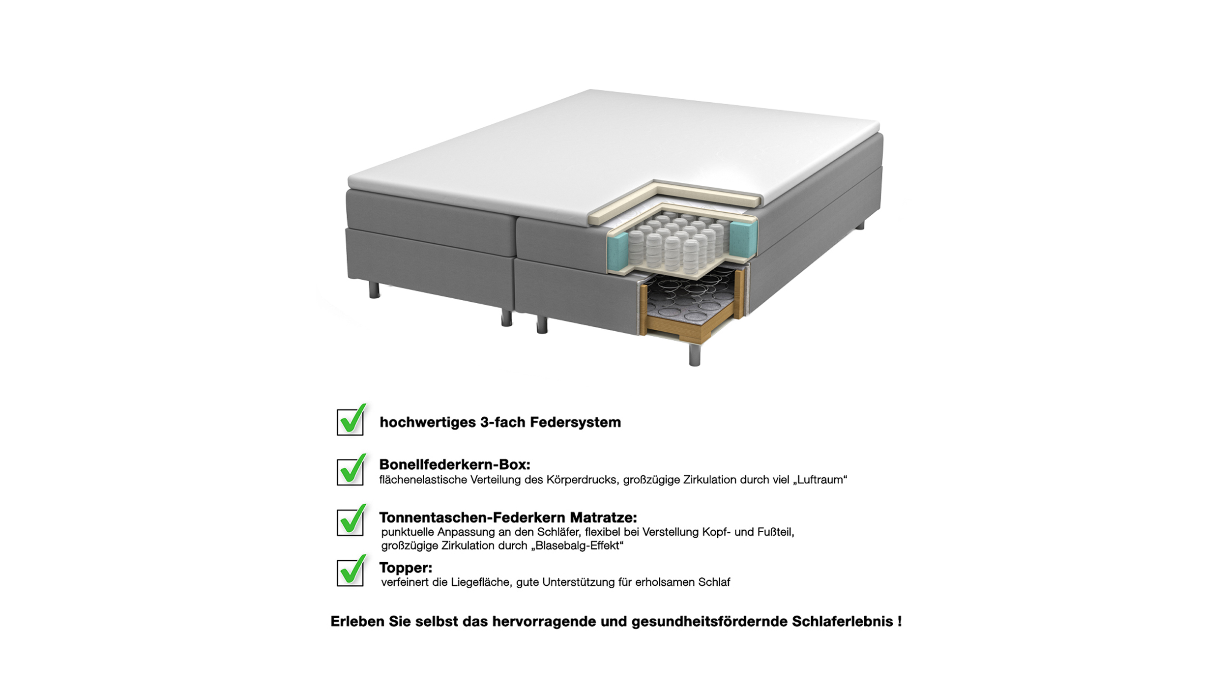 Boxspringbett 180 x 200 cm Chenille grau-beige - VALENTINA