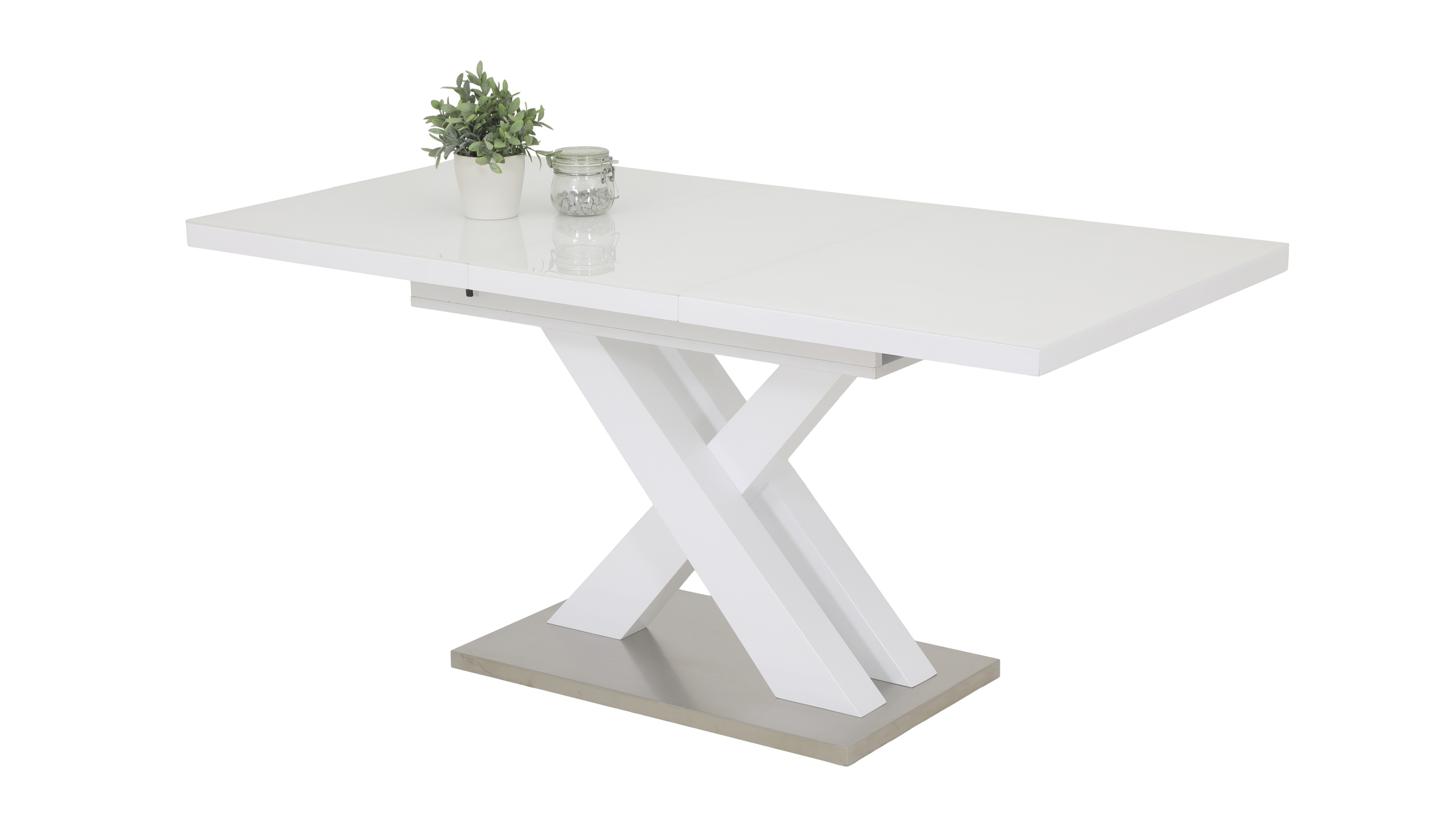 Esstisch 120 - 160 cm ausziehbar weiß hochglanz - ELVIRA