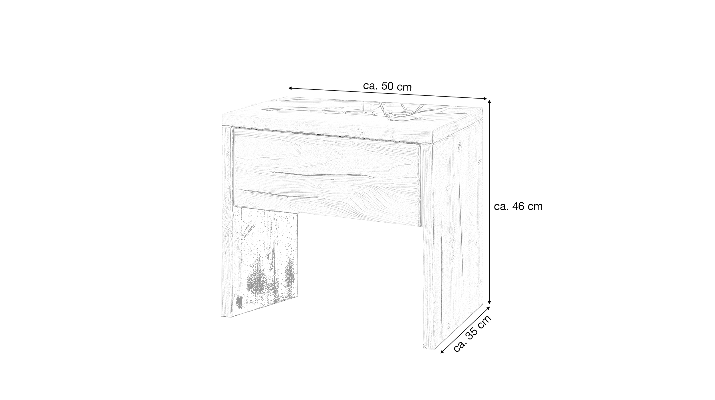 Nachttisch Fichte massiv 50 x 46 cm - mit Schublade - BENKA  Nachttisch Fichte massiv 50 x 46 cm - mit Schublade - BENKA