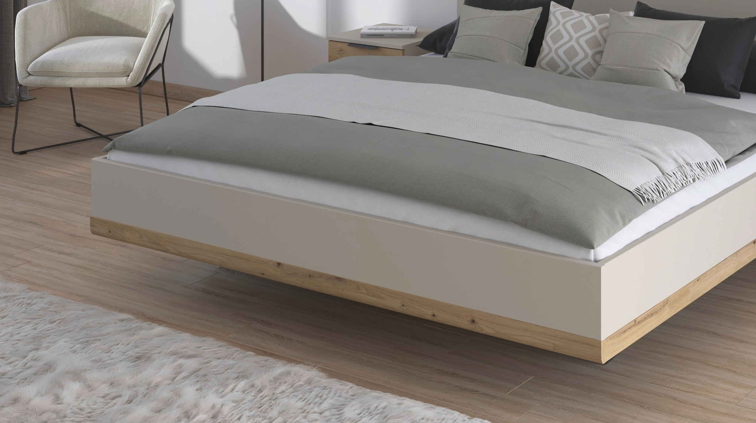 Doppelbett Futonbett 180 x 200 cm champagner Eiche - SAJO