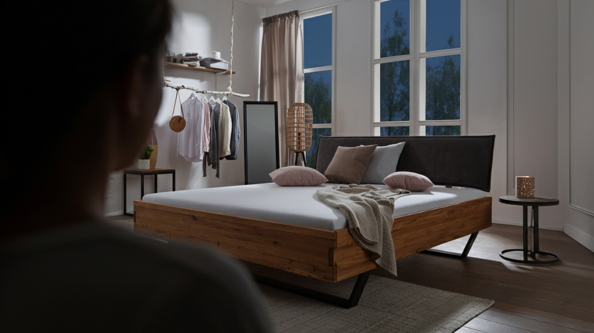 Massivholzbett 180 cm in Wildeiche geölt - AMIRA